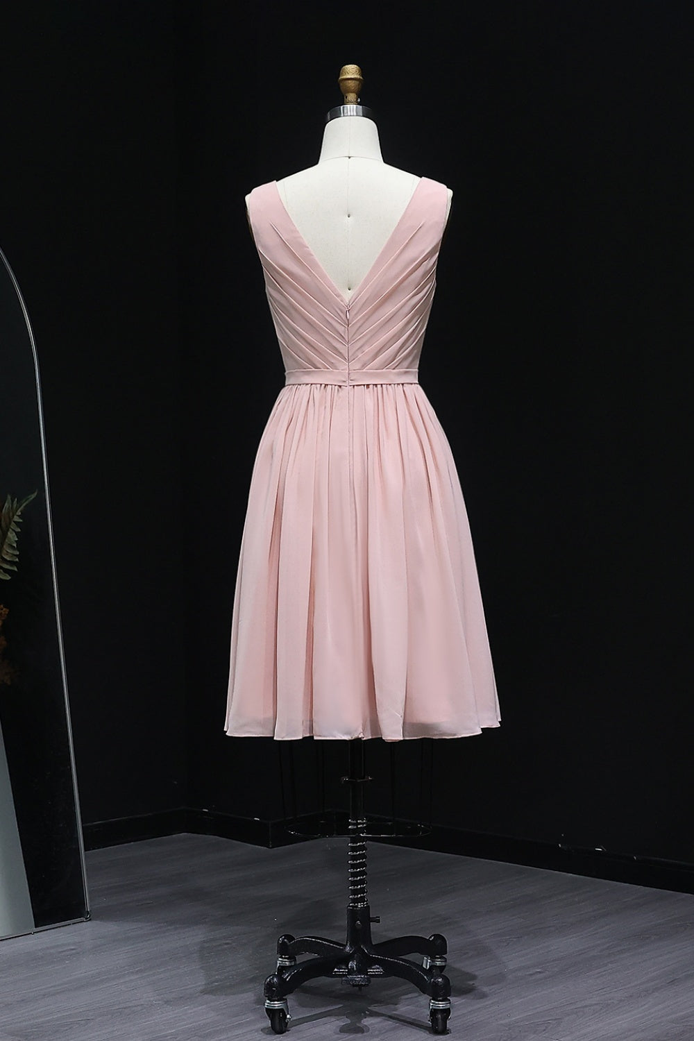 Sage Green V-Neck Chiffon A-Line Knee-Length Bridesmaid Dress BS013