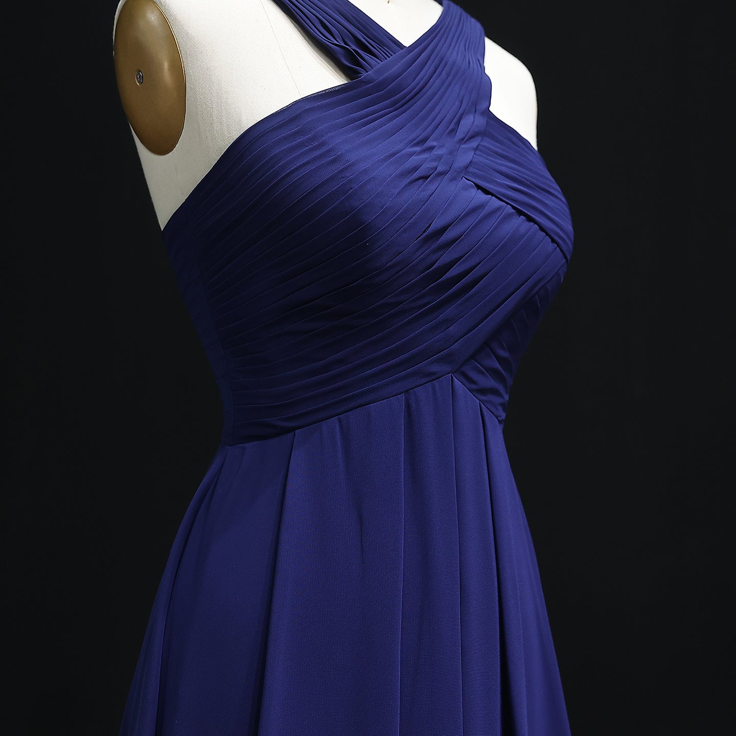 Navy Blue Crisscross Halter Chiffon A-Line Bridesmaid Dress BS016