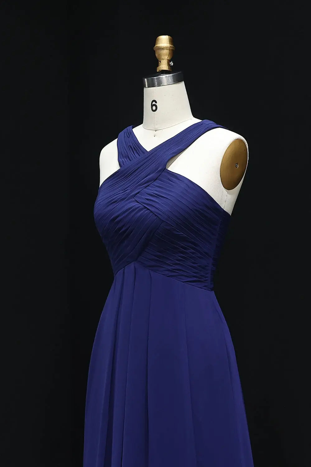 Blue Crisscross Halter Chiffon A-Line Bridesmaid Dress BS016 Sheer Fairy