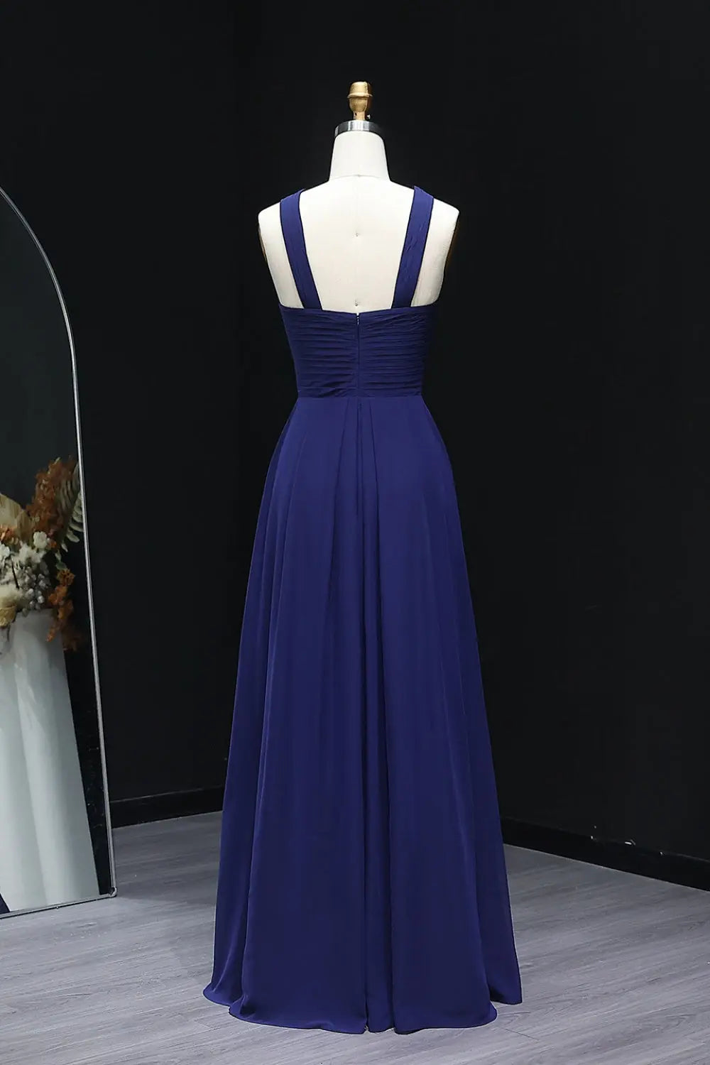 Blue Crisscross Halter Chiffon A-Line Bridesmaid Dress BS016 Sheer Fairy