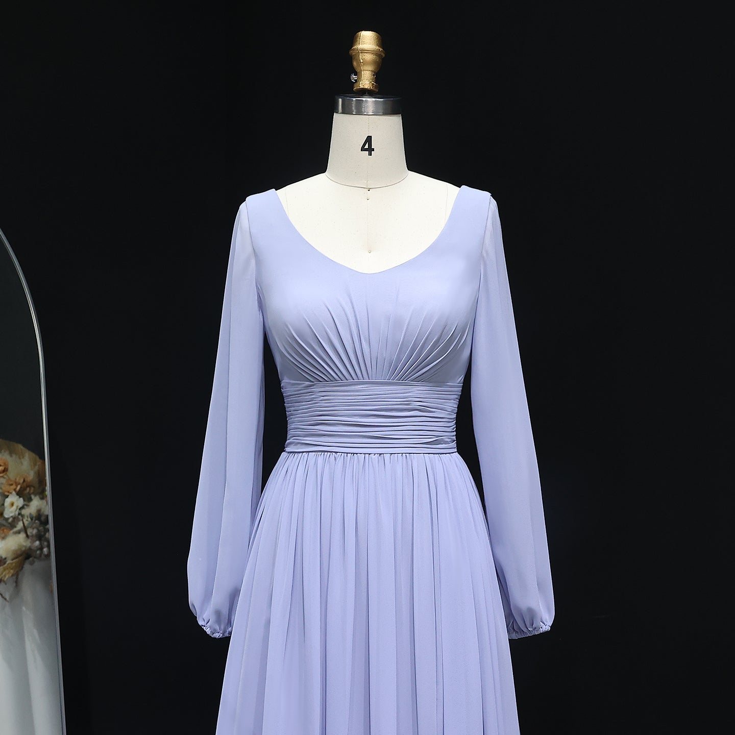 Elegant Lilac V-Neck Chiffon A-Line Bridesmaid Dress BS023