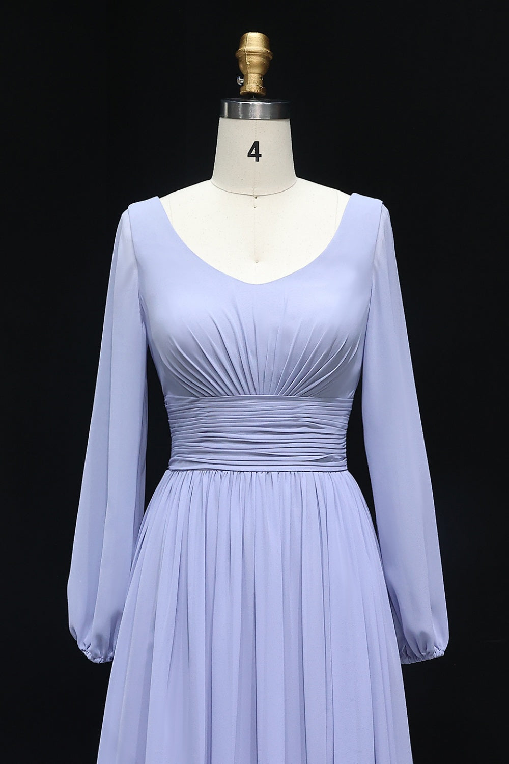 Elegant Lilac V-Neck Chiffon A-Line Bridesmaid Dress BS023