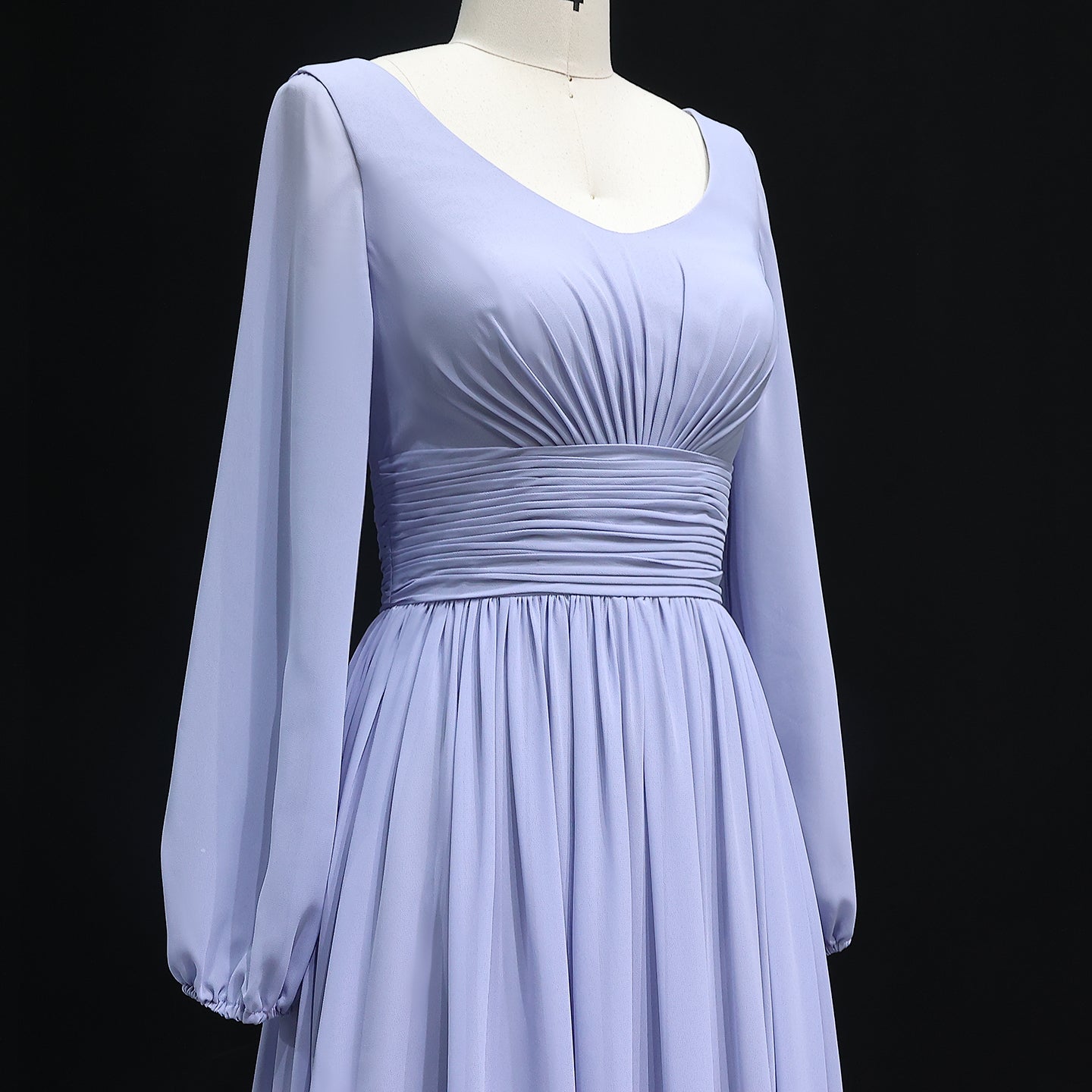 Elegant Lilac V-Neck Chiffon A-Line Bridesmaid Dress BS023