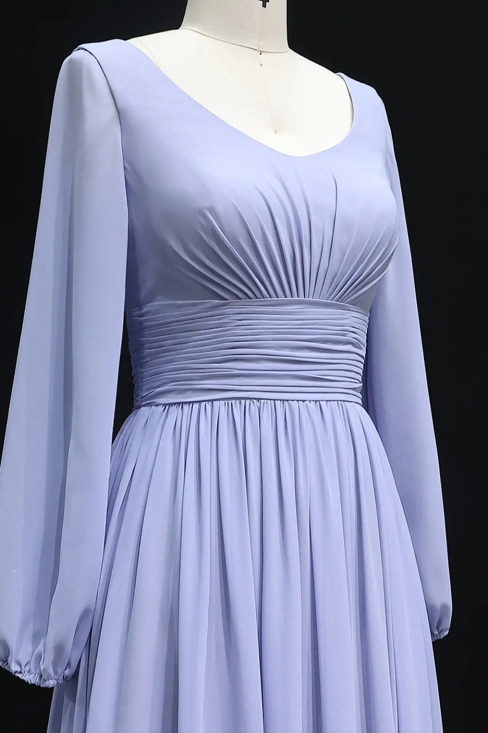 Elegant Lilac V-Neck Chiffon A-Line Bridesmaid Dress BS023 Sheer Fairy