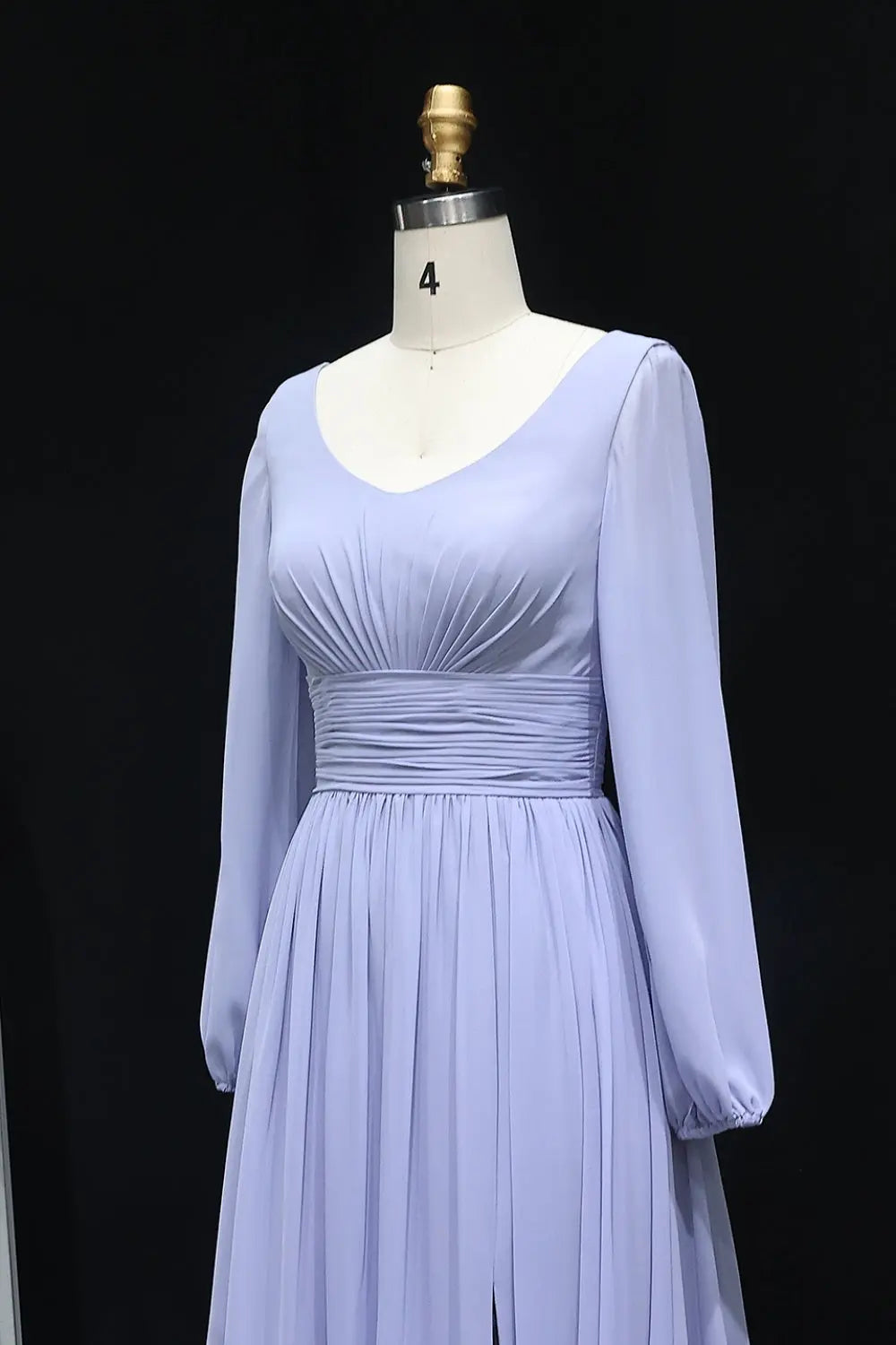 Elegant Lilac V-Neck Chiffon A-Line Bridesmaid Dress BS023 Sheer Fairy