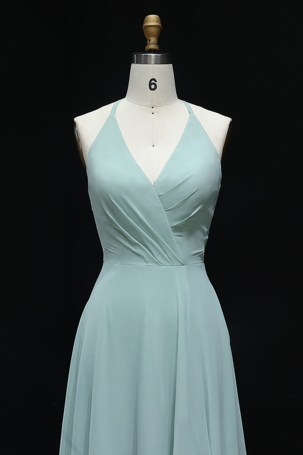 Sage Green V-Neck Chiffon High-Low A-Line Bridesmaid Dress BS025