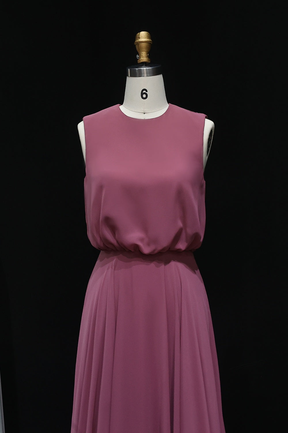 Dusty Rose High Neck Chiffon A-Line Bridesmaid Dress BS027