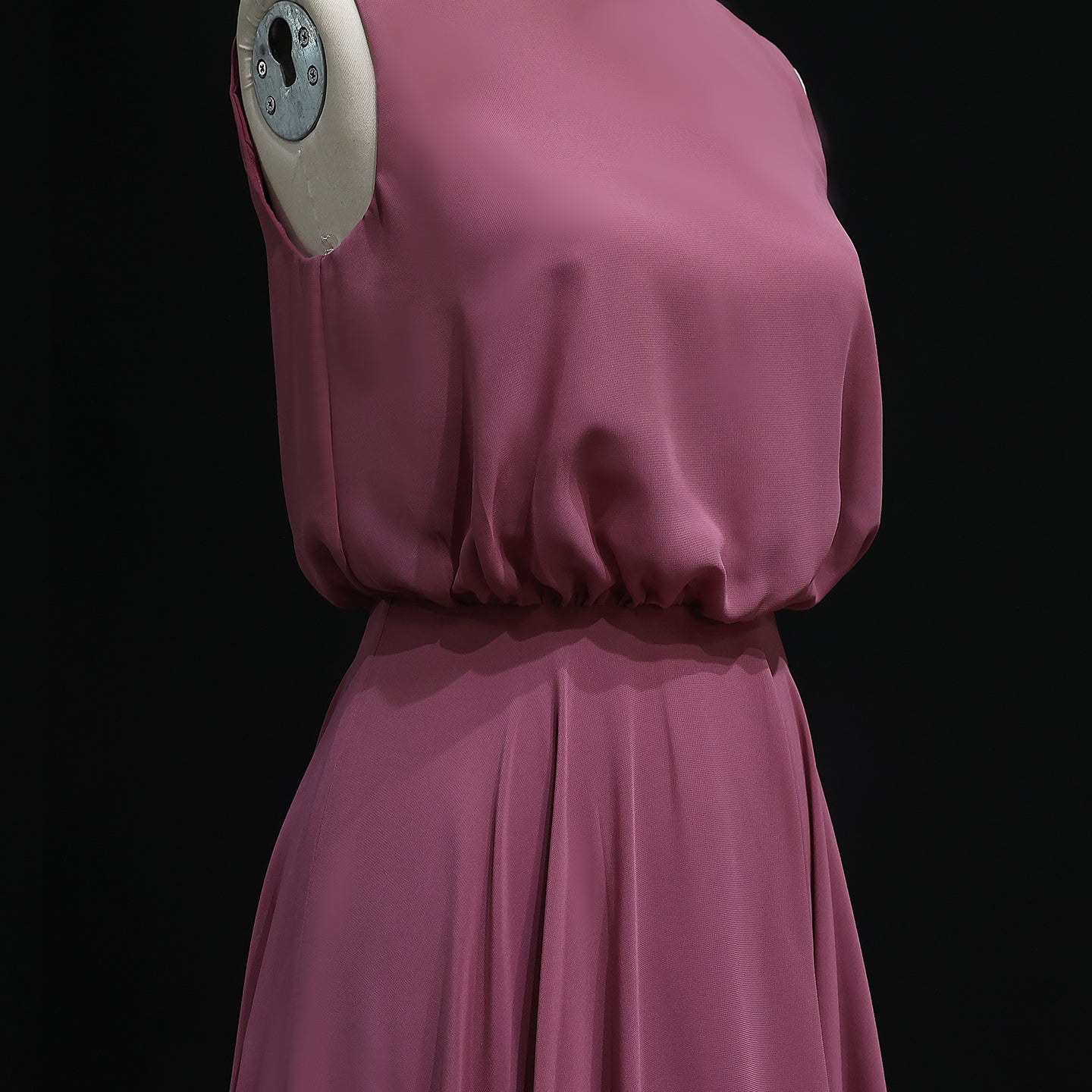 Dusty Rose High Neck Chiffon A-Line Bridesmaid Dress BS027