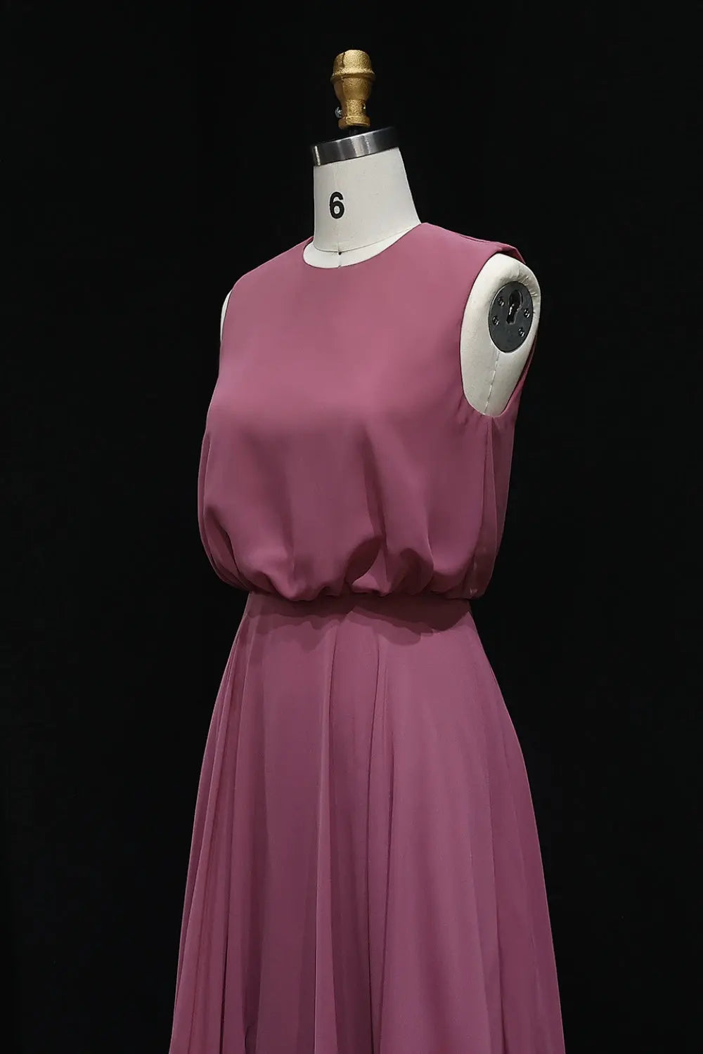 Dusty Blue High Neck Chiffon A-Line Bridesmaid Dress BS027 Sheer Fairy