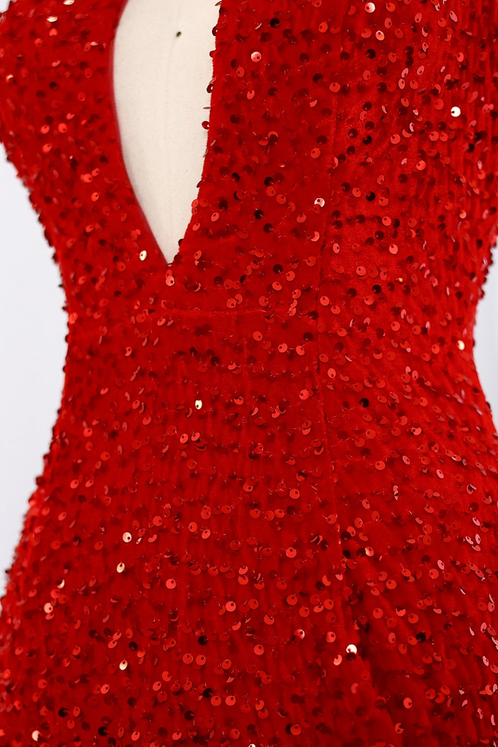 Elegant Red Sequined Halter Mermaid Gown Prom Dress SH007 Sheer Fairy