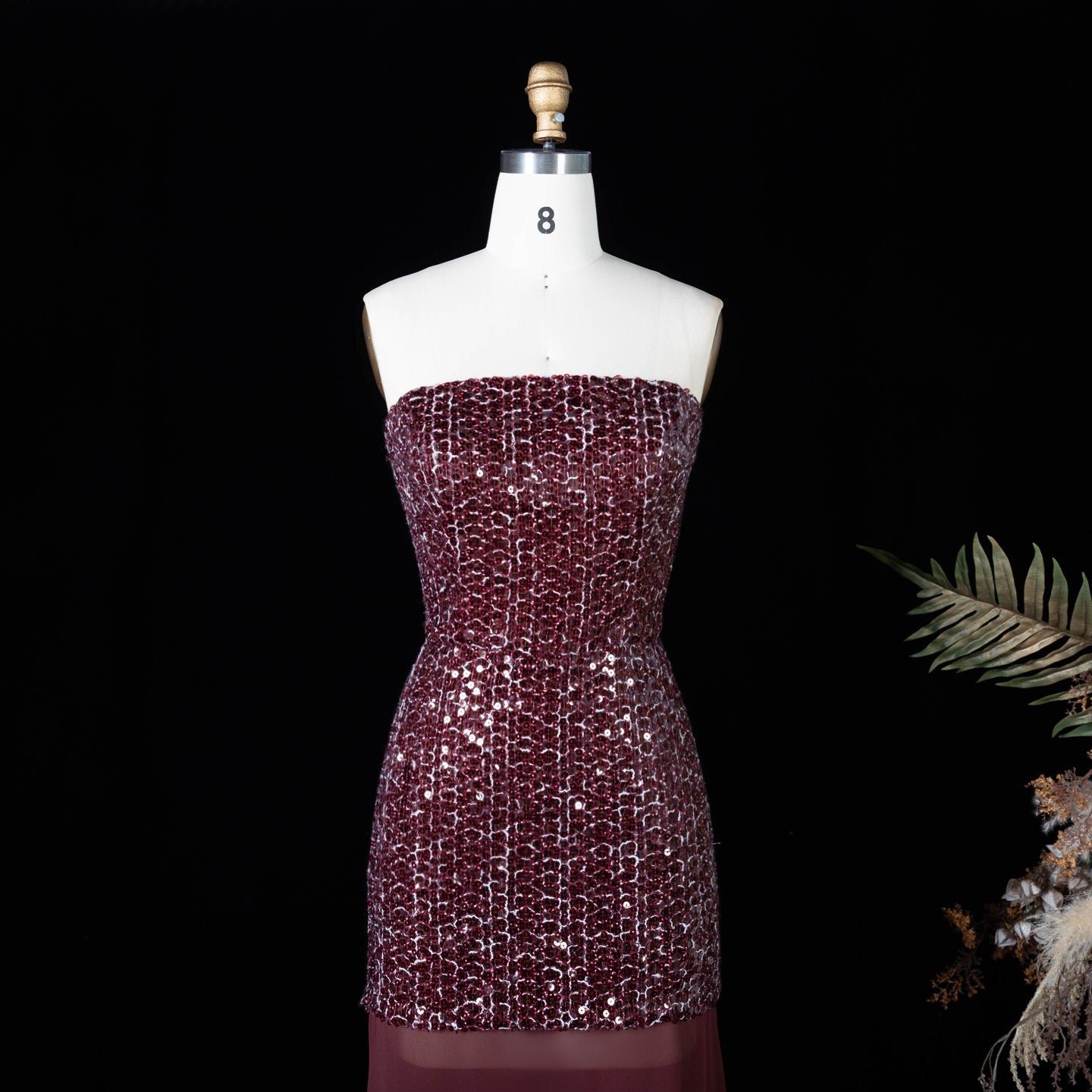 Chocolate Brown Two-Piece Sequin Mermaid Evening Dress SF442 Sheer Fairy