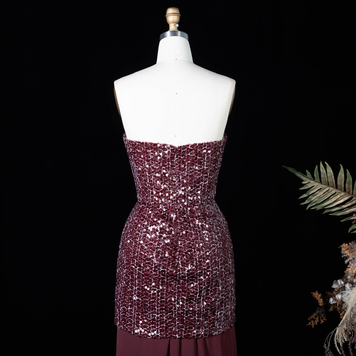 Chocolate Brown Two-Piece Sequin Mermaid Evening Dress SF442 Sheer Fairy