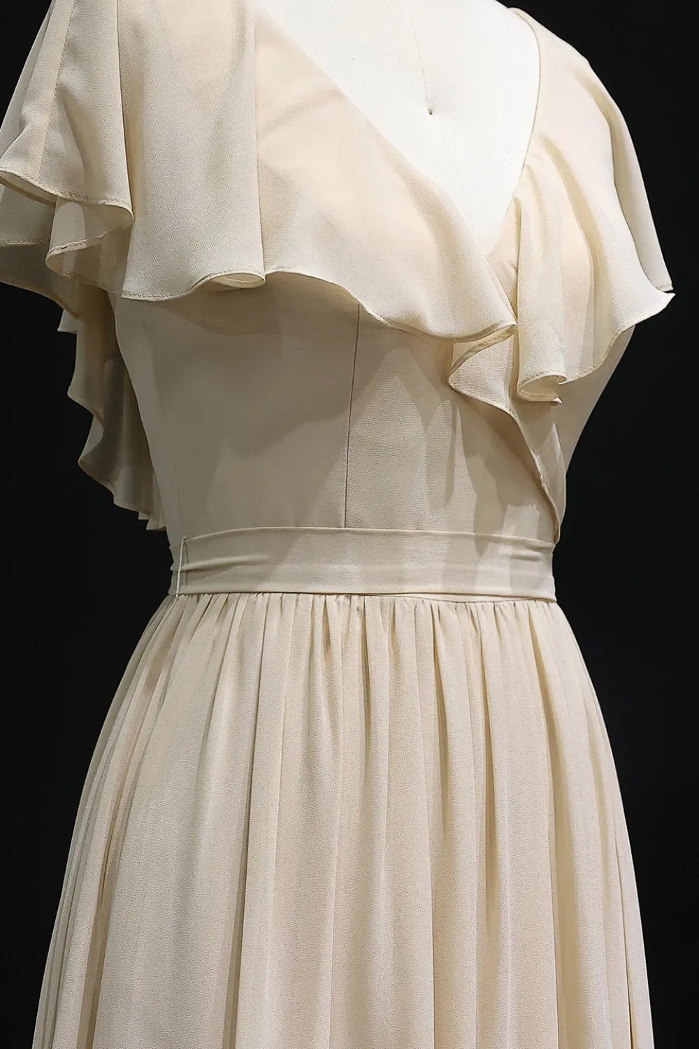 Metallic Sage Green Chiffon A-Line Bridesmaid Dress BS038 Sheer Fairy