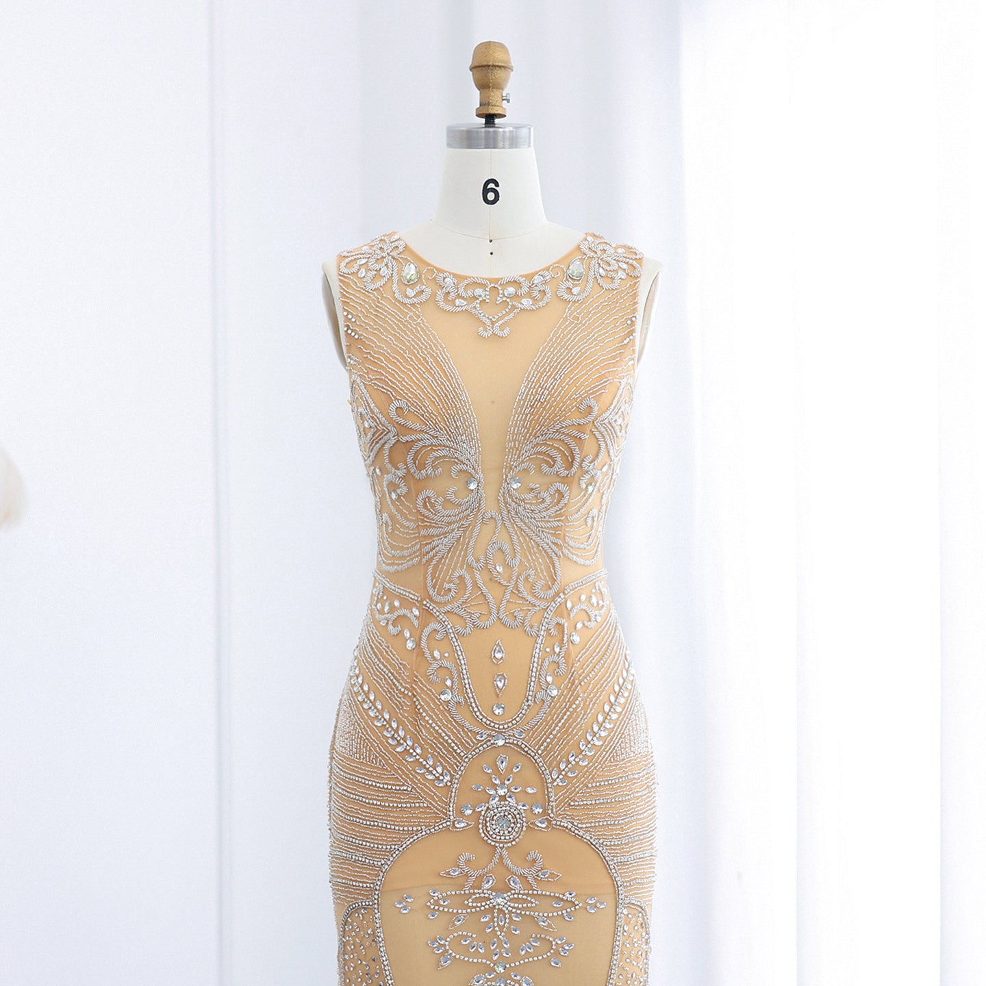 Coral Satin Plunging Orange Mermaid Evening Dress SH024 - SHEER FAIRY