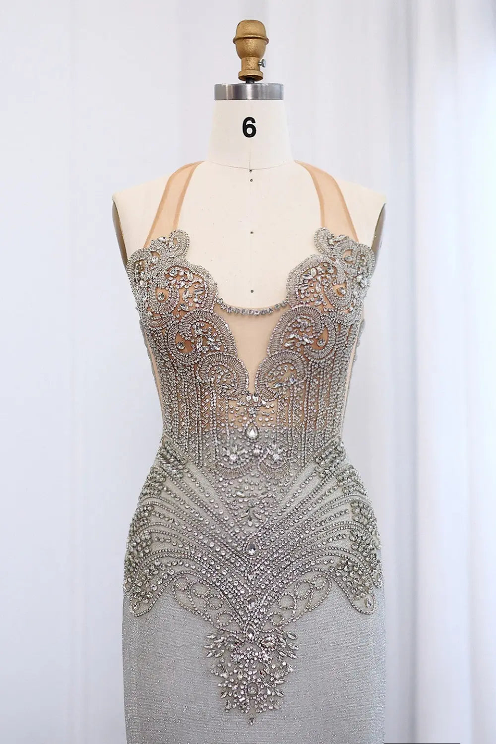 Luxury Rhinestone Illusion Mermaid Gown Prom Dress SH008 Sheer Fairy