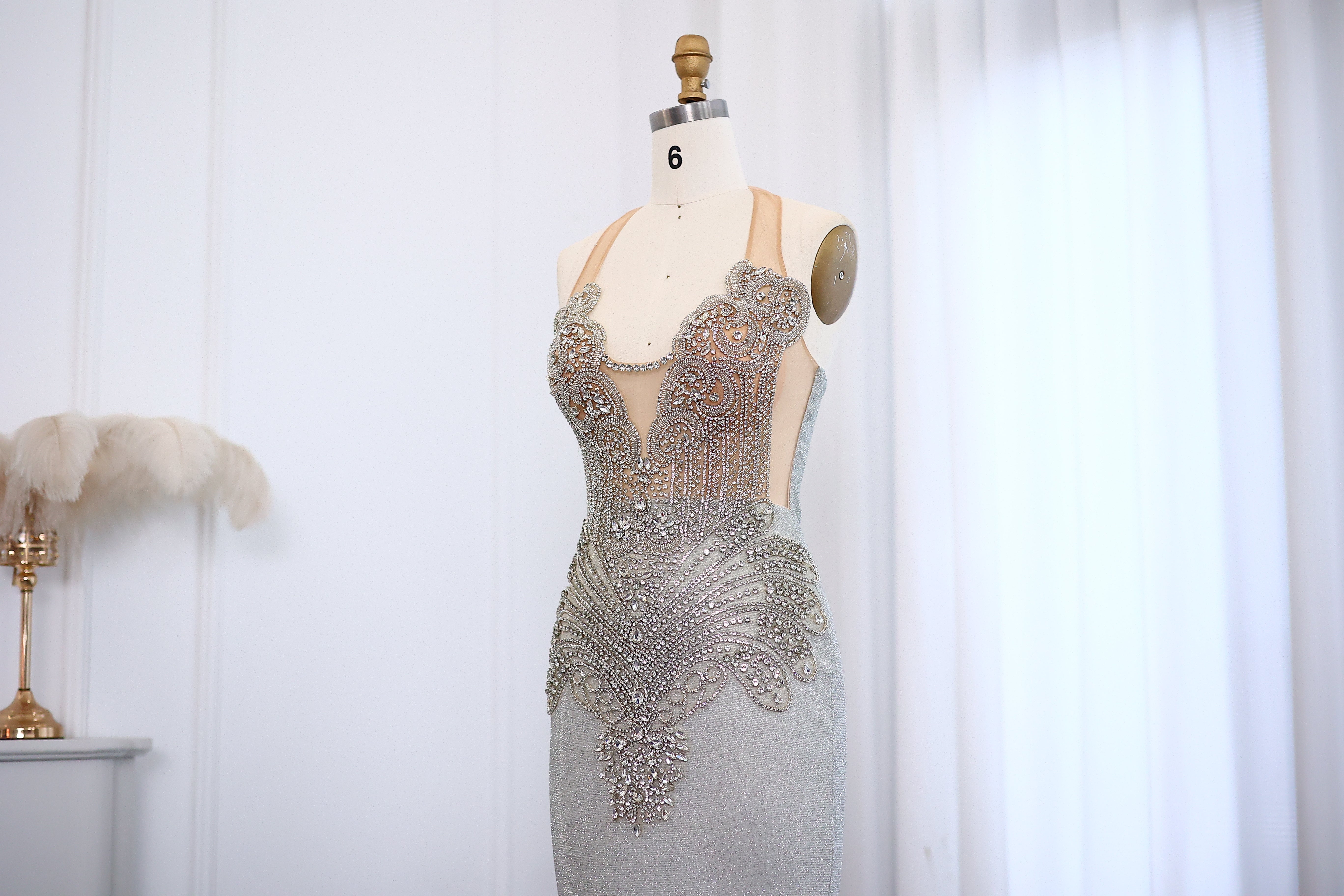 Sparkly Sequined Luxury Crystal Silver Mermaid Prom Dresses for Black Girls Graduation Party