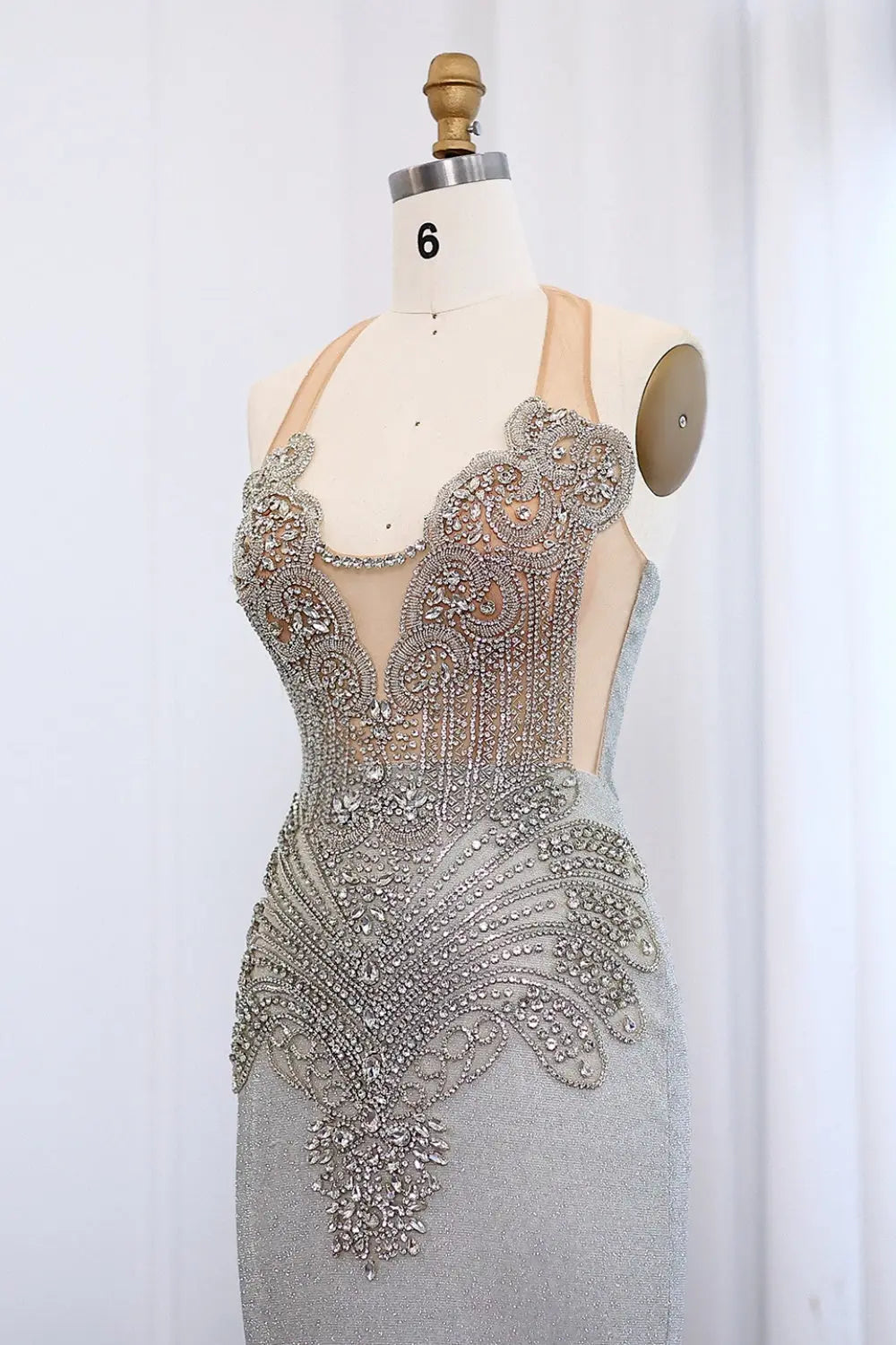 Luxury Rhinestone Illusion Mermaid Gown Prom Dress SH008 Sheer Fairy