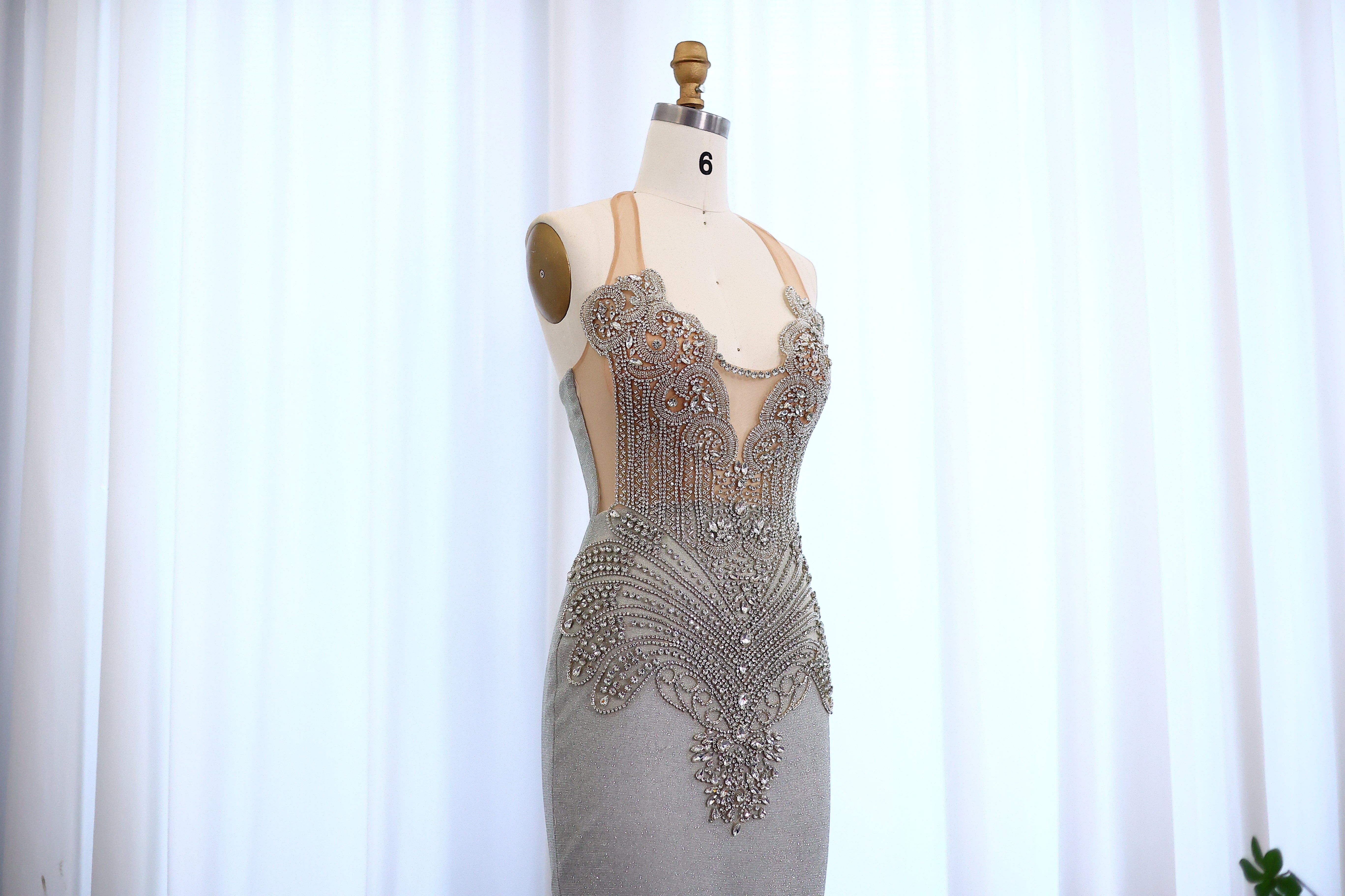 Sparkly Sequined Luxury Crystal Silver Mermaid Prom Dresses for Black Girls Graduation Party