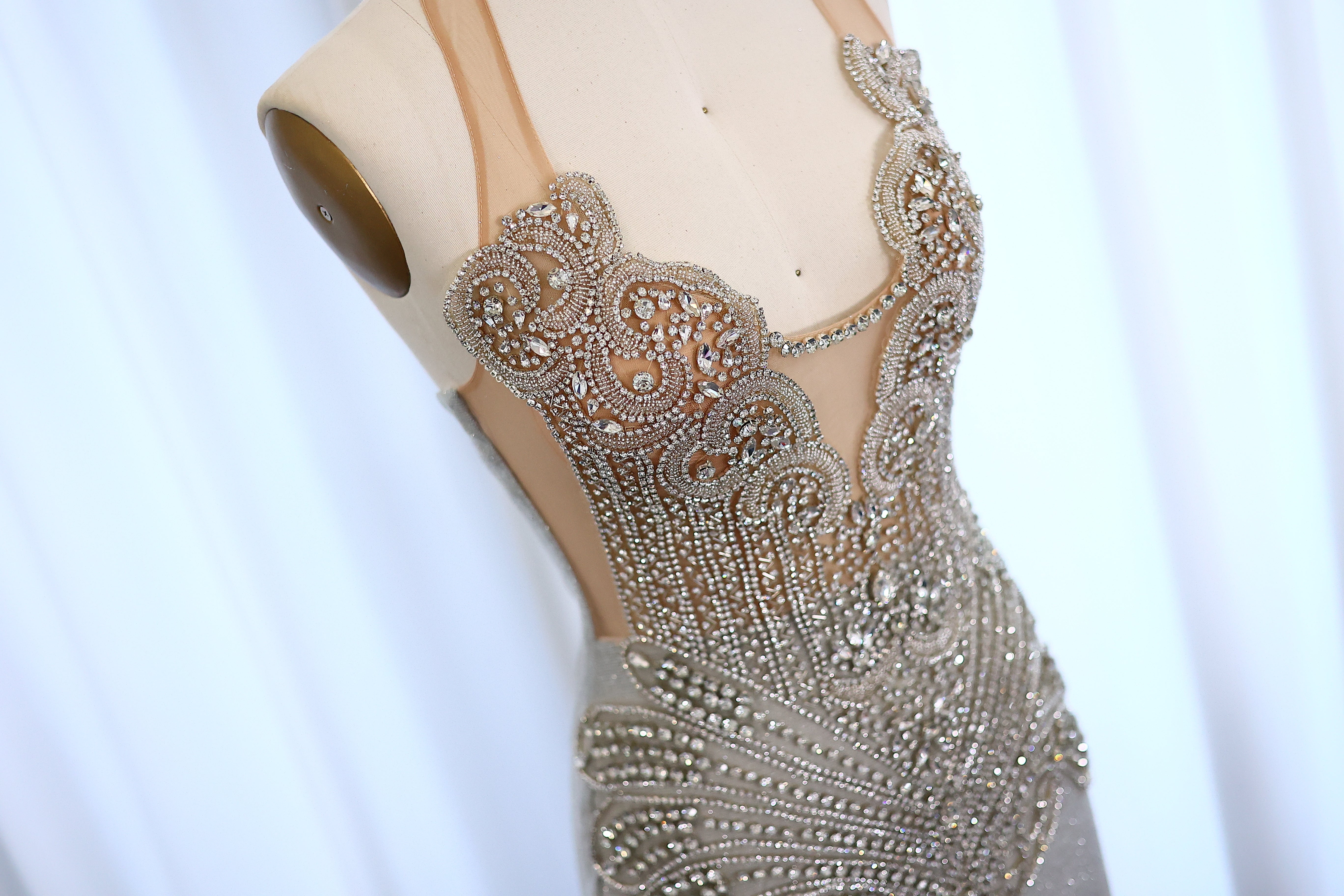 Sparkly Sequined Luxury Crystal Silver Mermaid Prom Dresses for Black Girls Graduation Party