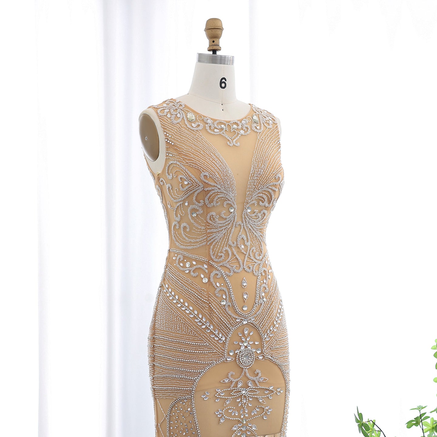 Coral Satin Plunging Orange Mermaid Evening Dress SH024 - SHEER FAIRY