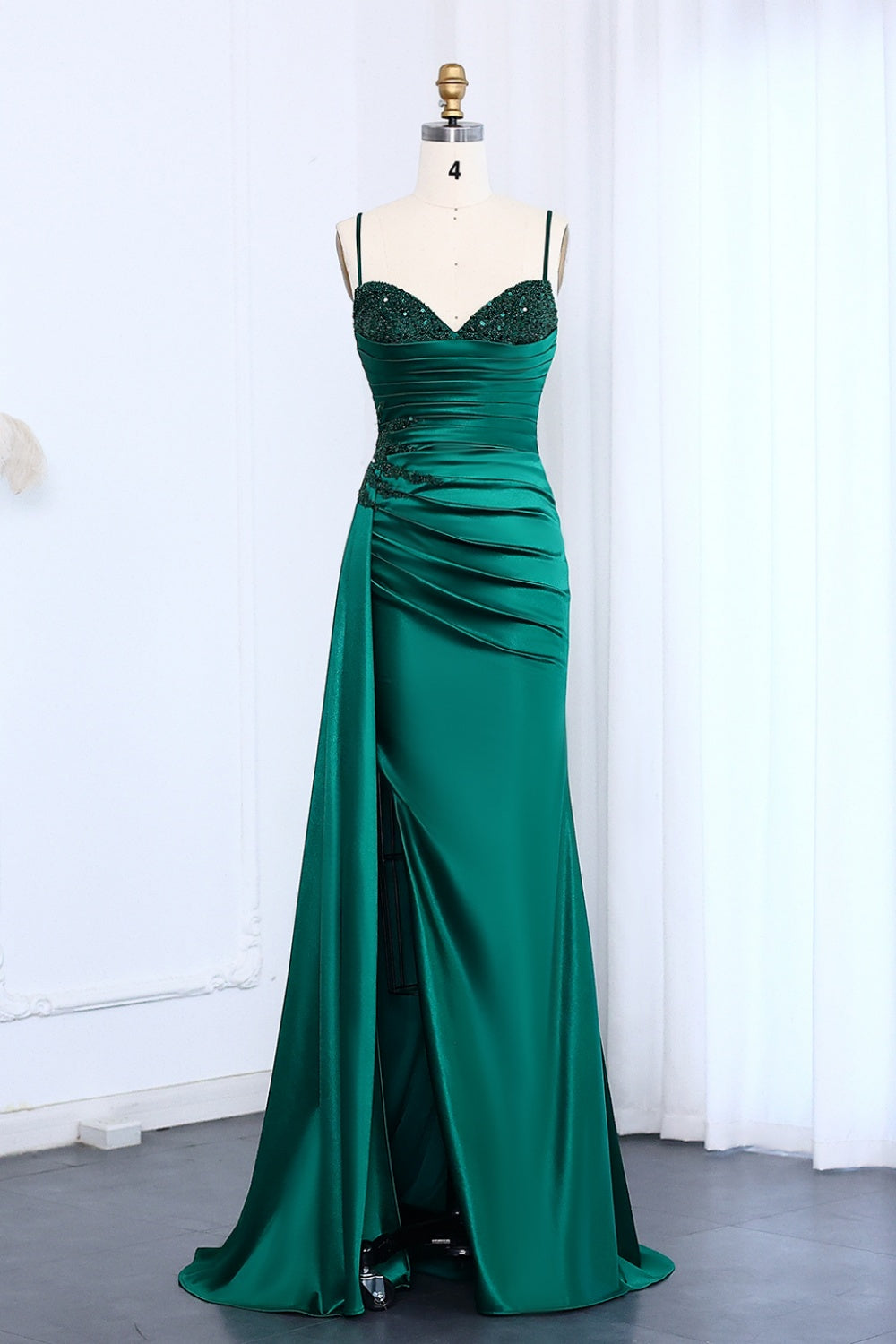 Classic Emerald Green Sequined Mermaid Prom Dress SH013 Sheer Fairy
