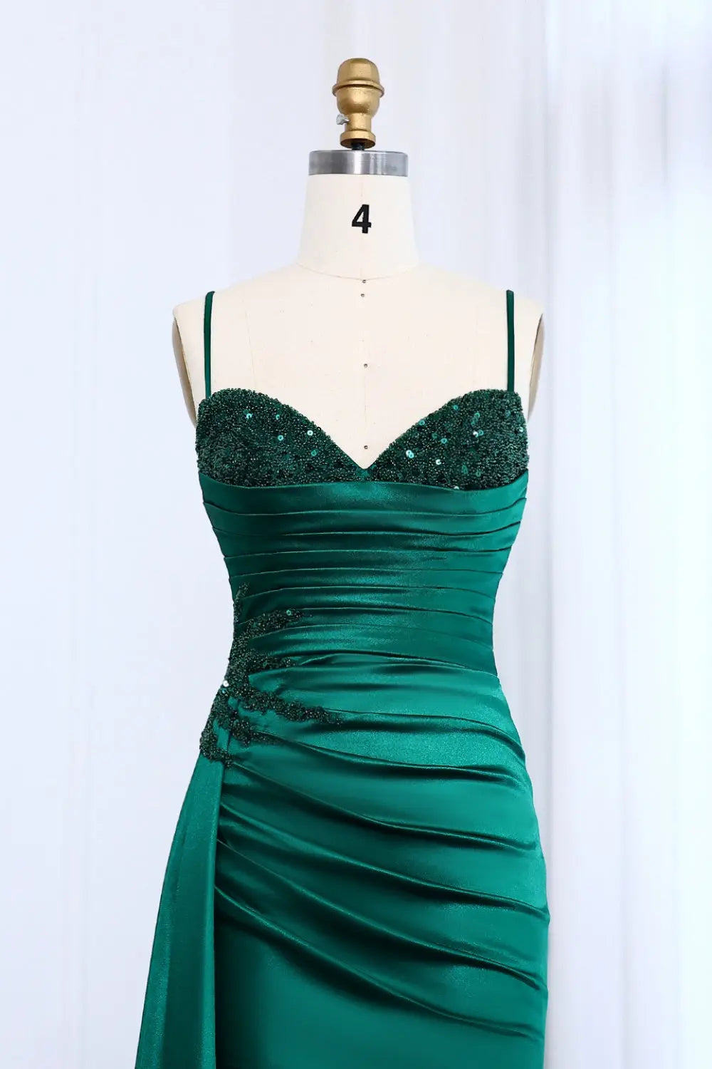 Classic Emerald Green Sequined Mermaid Prom Dress SH013 Sheer Fairy