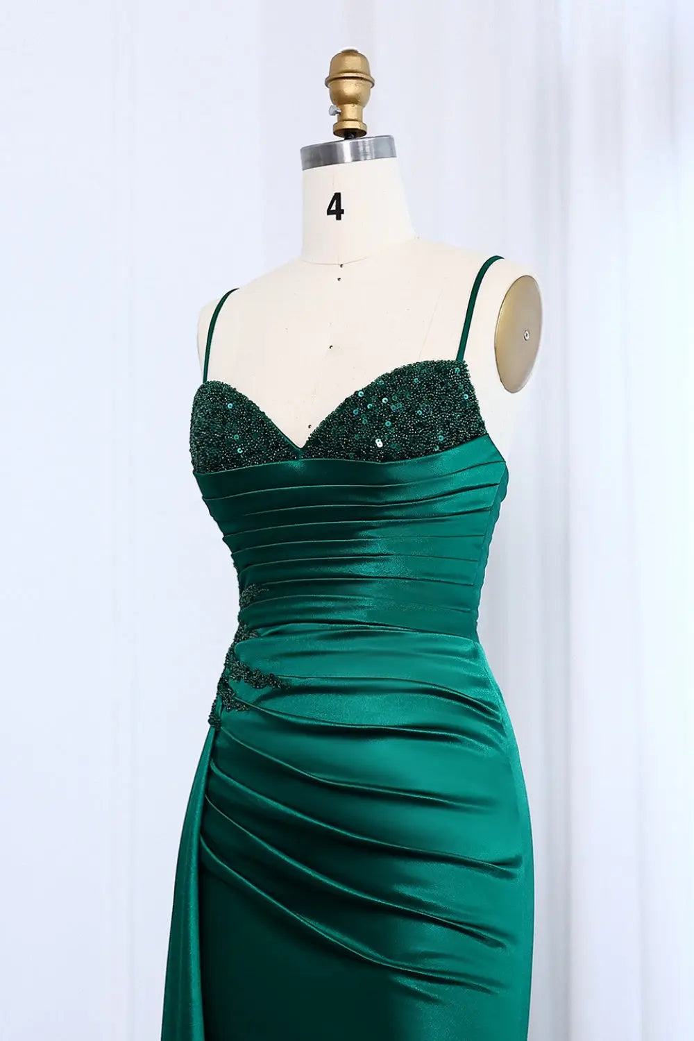 Classic Emerald Green Sequined Mermaid Prom Dress SH013 Sheer Fairy