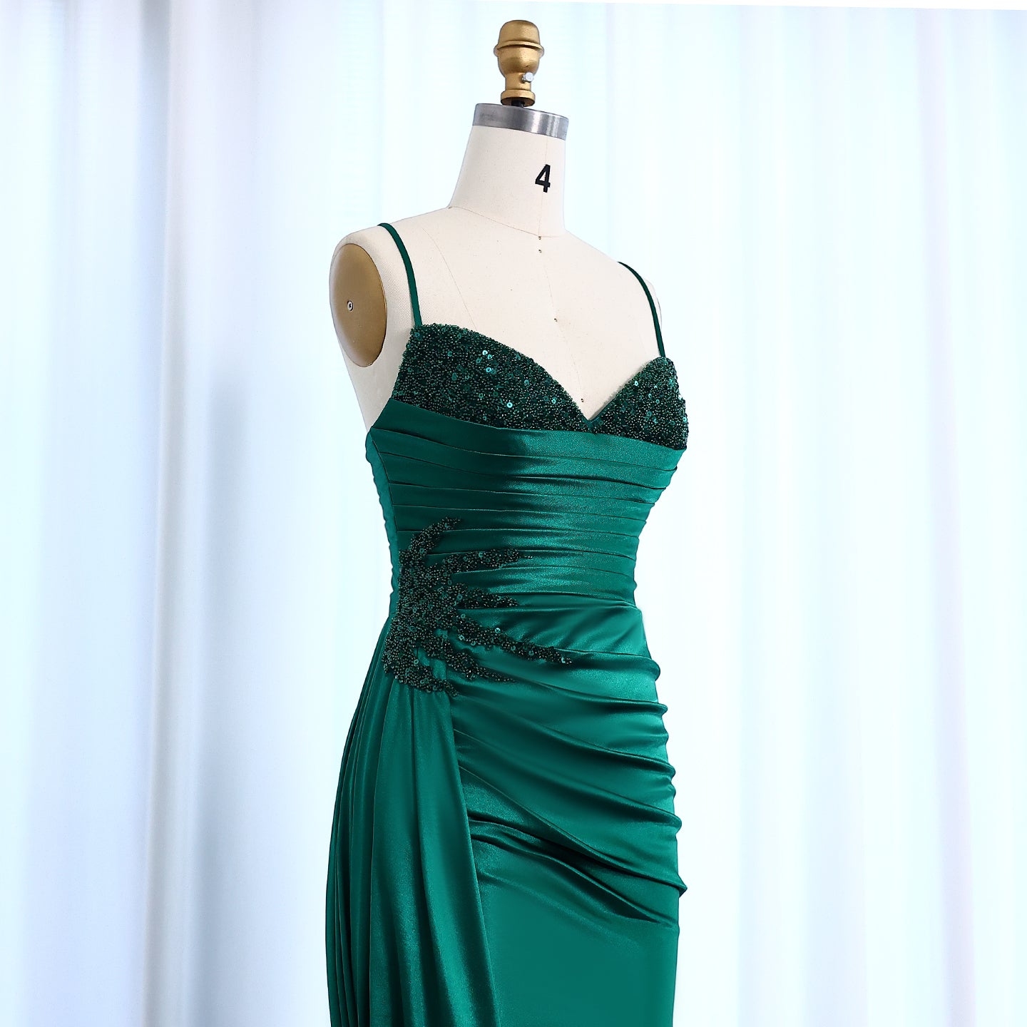 Classic Emerald Green Sequined Mermaid Evening Gown SH013