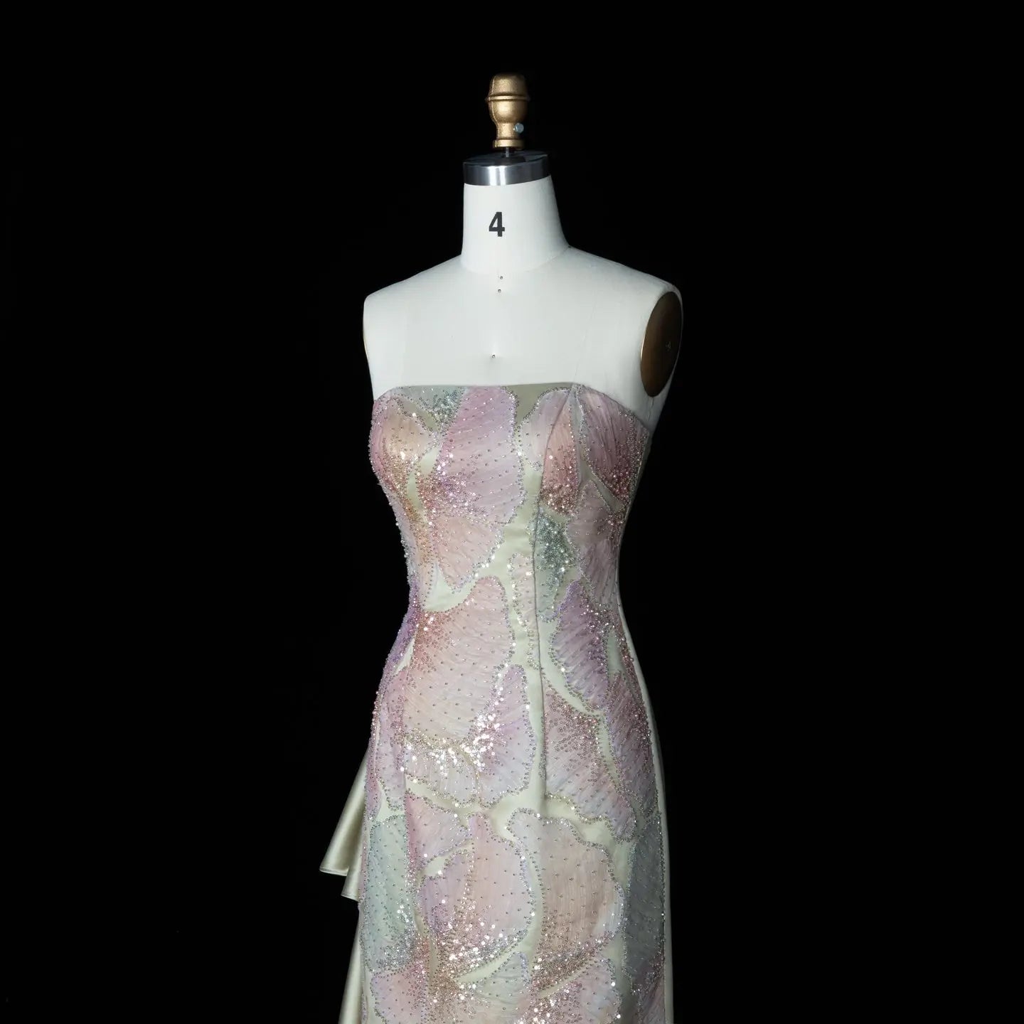 Sage Green Strapless Sequin Evening Dress with Oversized Satin Bow Train SS664 Sheer Fairy