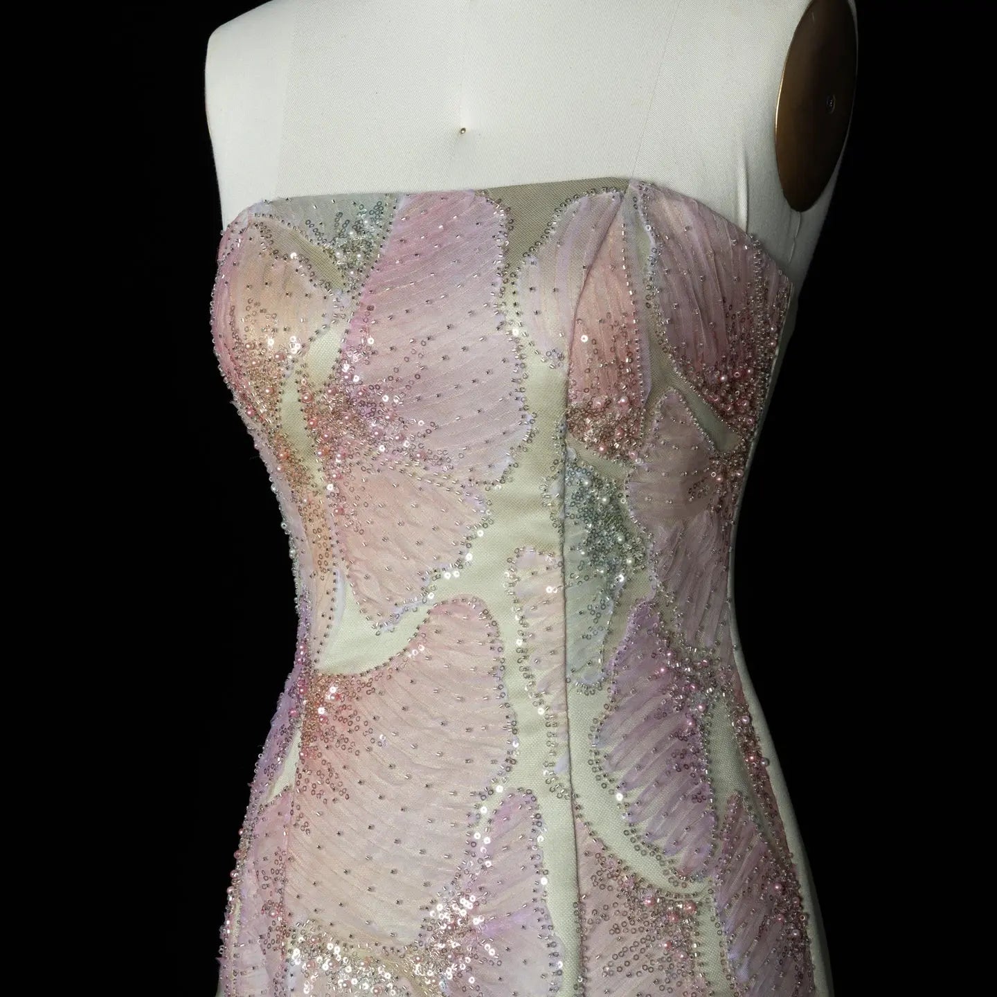 Sage Green Strapless Sequin Evening Dress with Oversized Satin Bow Train SS664 Sheer Fairy
