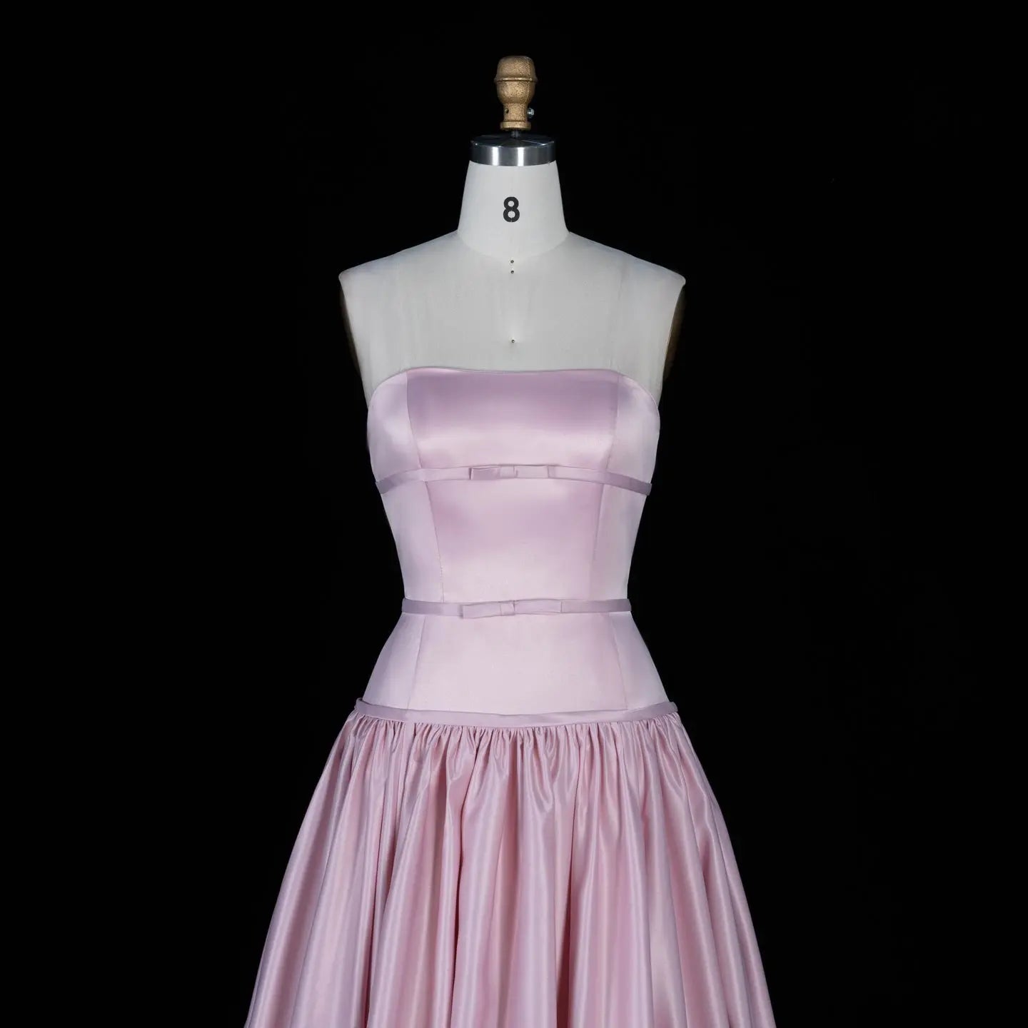 Blush Satin Ball Gown Strapless Pink Evening Dress SF022 Sheer Fairy