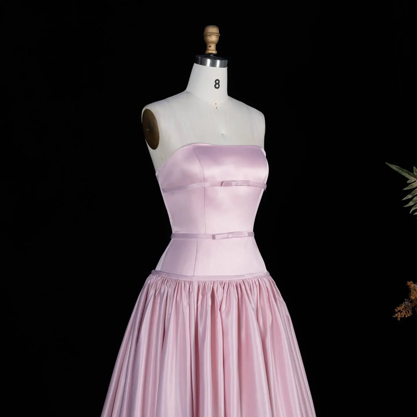 Blush Satin Ball Gown Strapless Pink Evening Dress SF022 Sheer Fairy