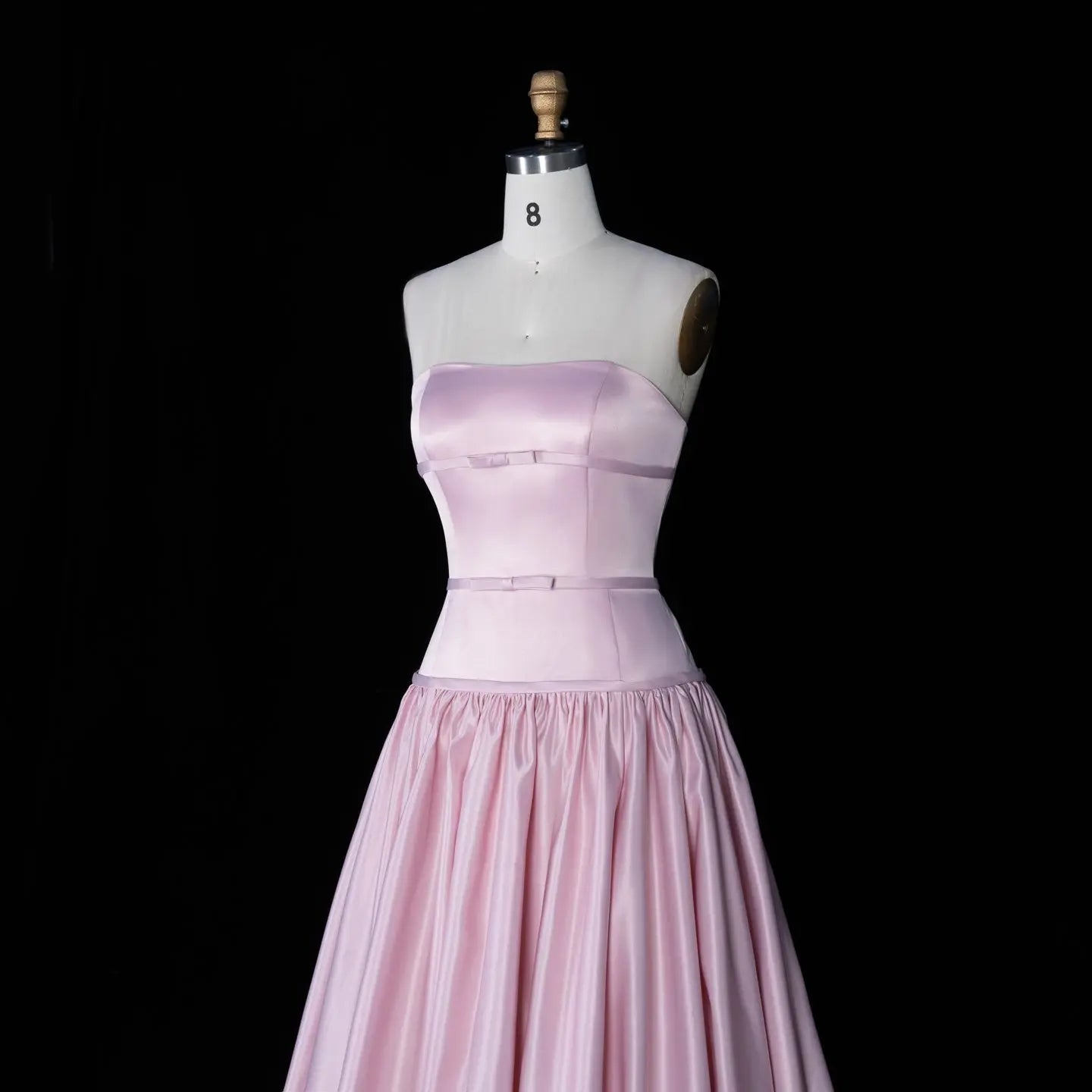 Blush Satin Ball Gown Strapless Pink Evening Dress SF022 Sheer Fairy
