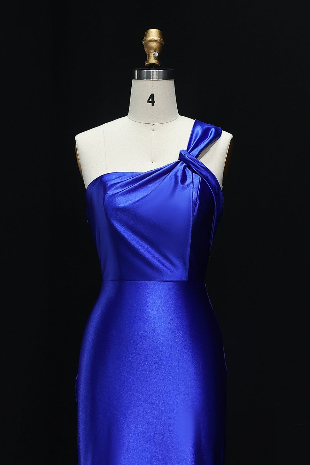 Royal Blue Satin One-Shoulder Sheath Prom Dress SH295 Sheer Fairy