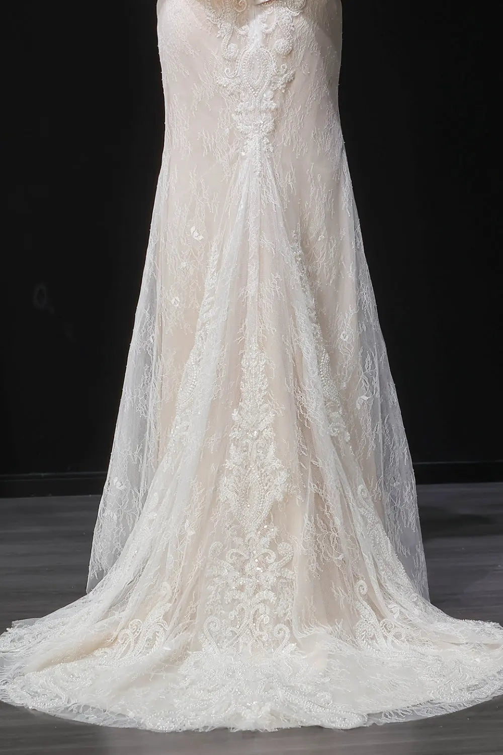 White Beaded Mermaid Wedding Dress with Detachable Train SW126 Sheer Fairy