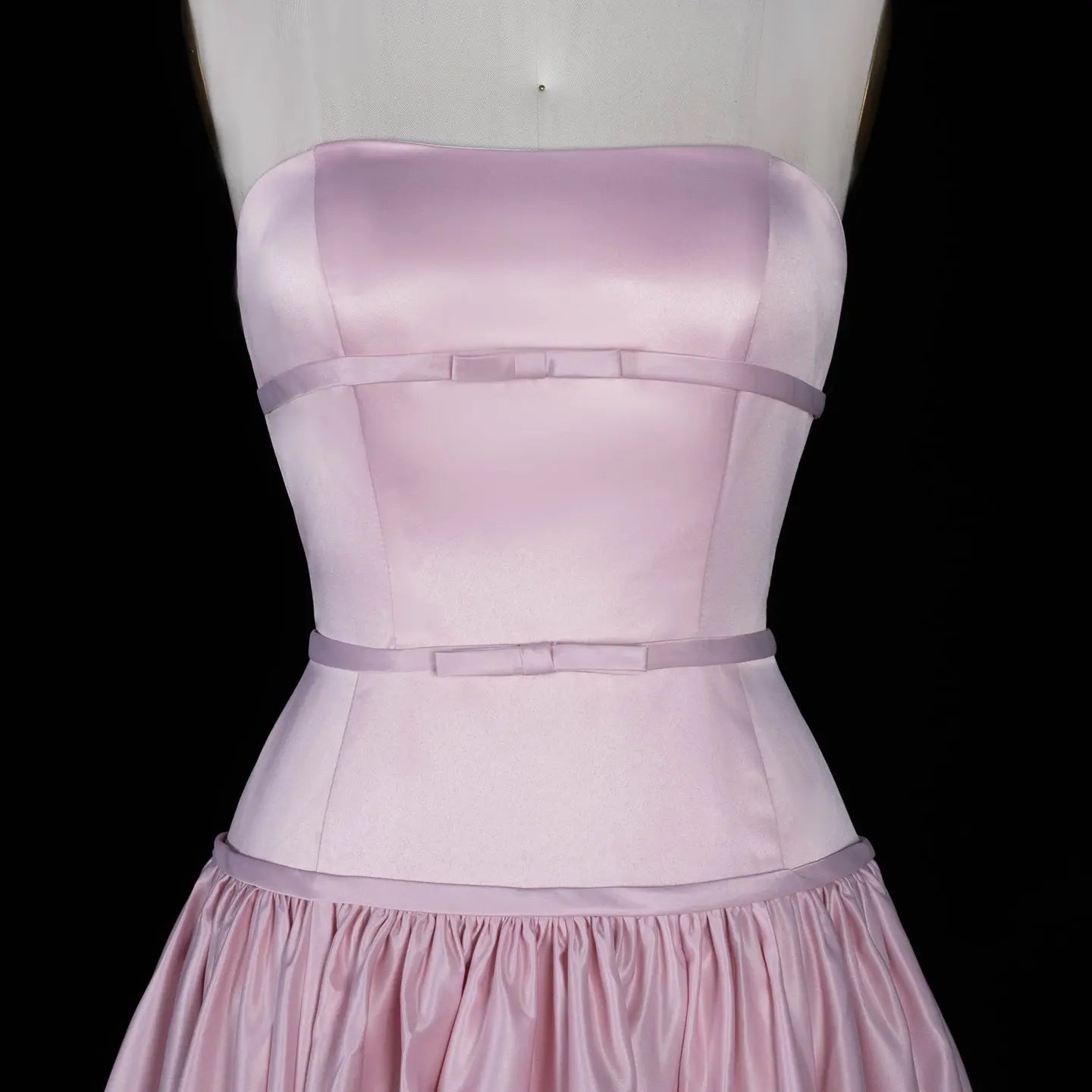 Blush Satin Ball Gown Strapless Pink Evening Dress SF022 Sheer Fairy