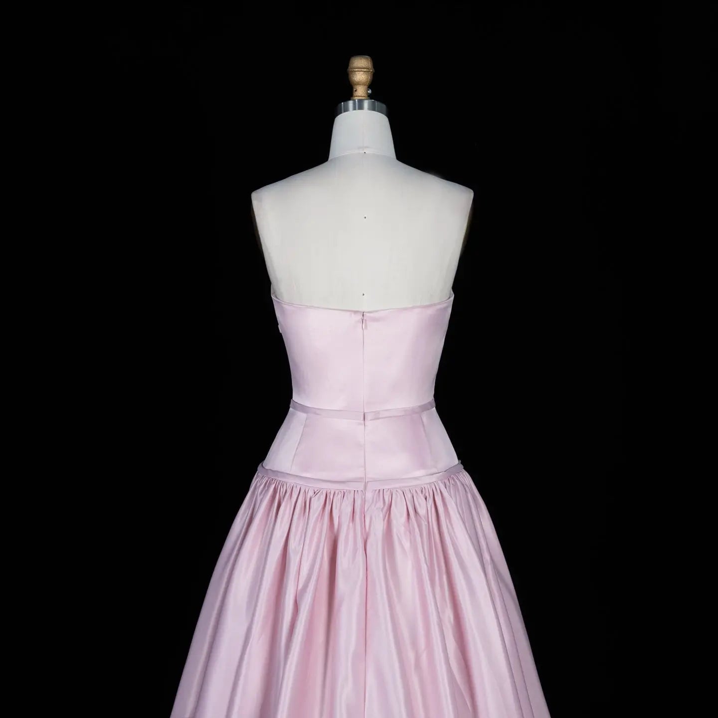Blush Satin Ball Gown Strapless Pink Evening Dress SF022 Sheer Fairy