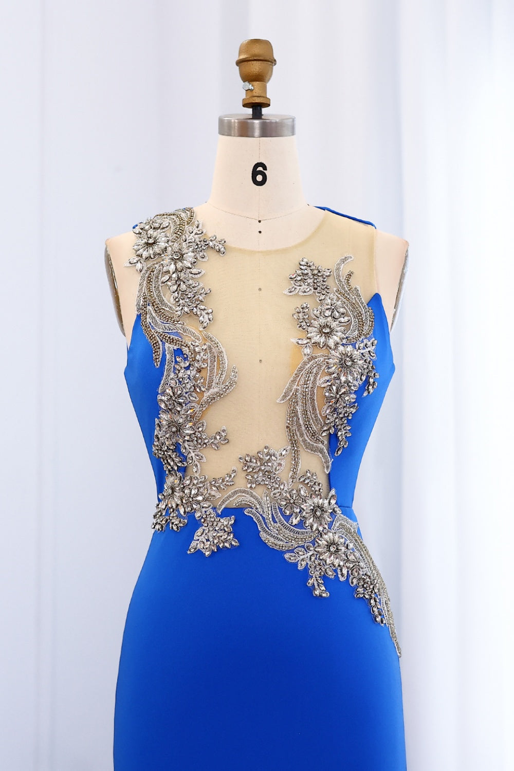 Royal Blue Mermaid African Prom Dresses with Crystal SH001 Sheer Fairy