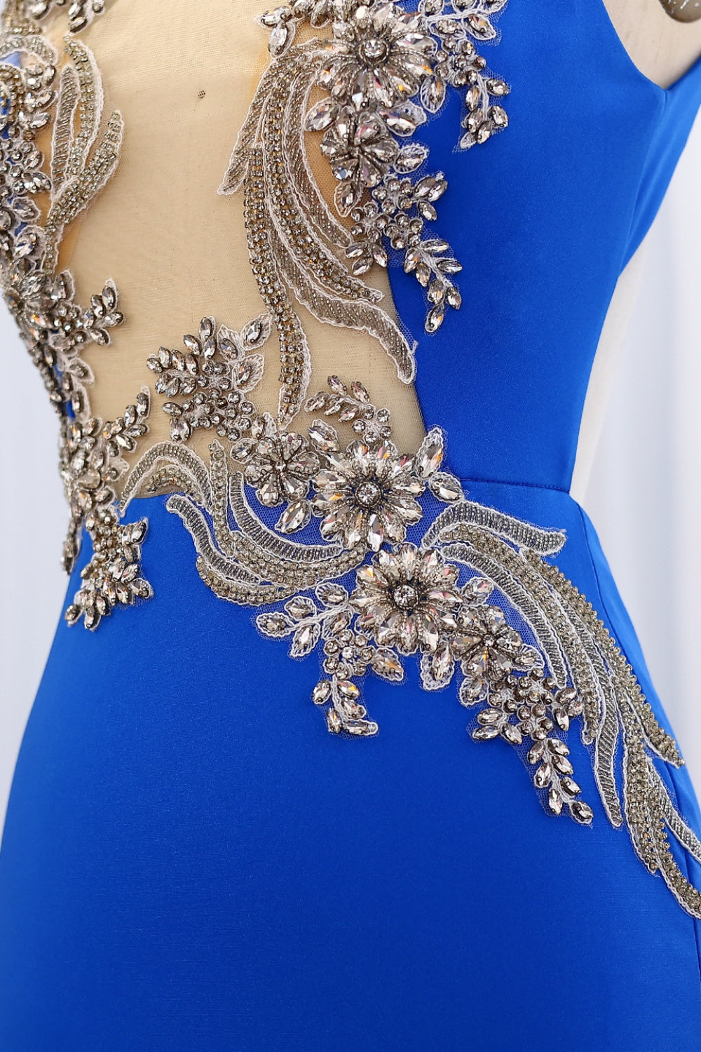 Royal Blue Mermaid African Prom Dresses with Crystal SH001 Sheer Fairy