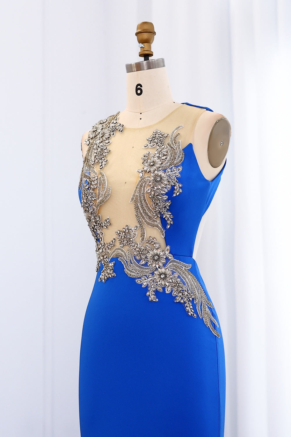 Royal Blue Mermaid African Prom Dresses with Crystal SH001 Sheer Fairy