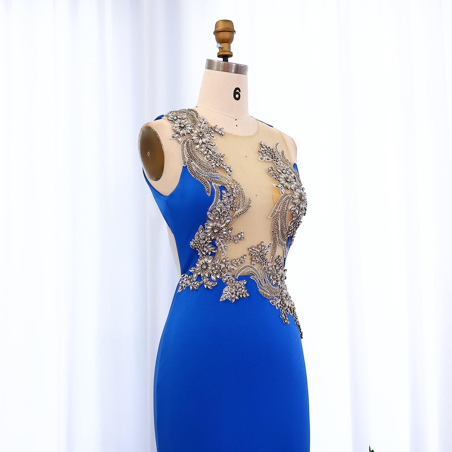 Royal Blue Mermaid African Prom Dresses for Black Girls with Crystal