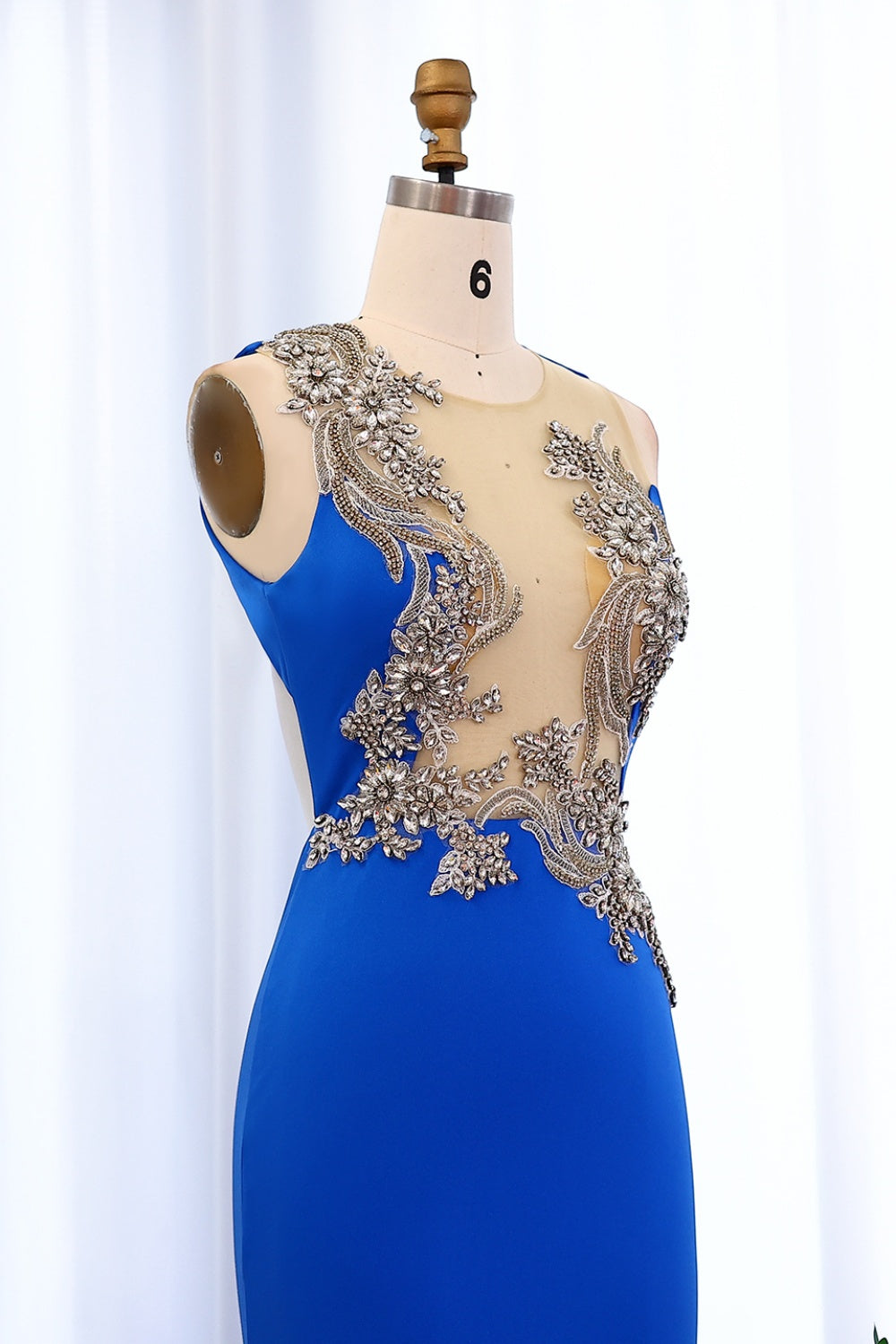 Royal Blue Mermaid African Prom Dresses with Crystal SH001 Sheer Fairy