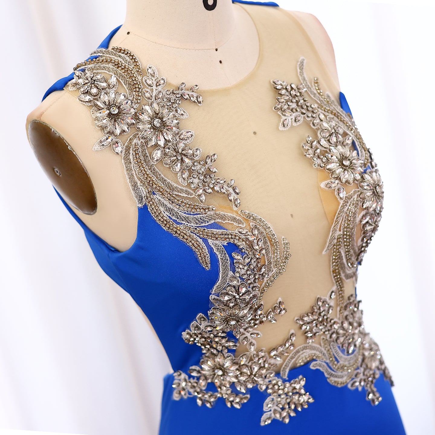 Royal Blue Mermaid African Prom Dresses for Black Girls with Crystal