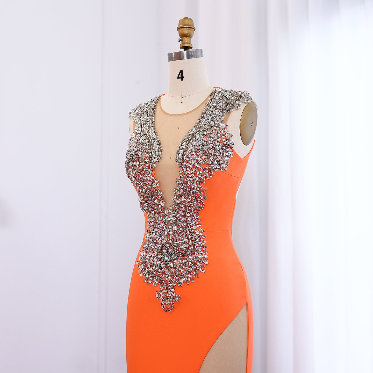 Orange Crystal Mermaid Black Girls Prom Dresses for Graduation Party