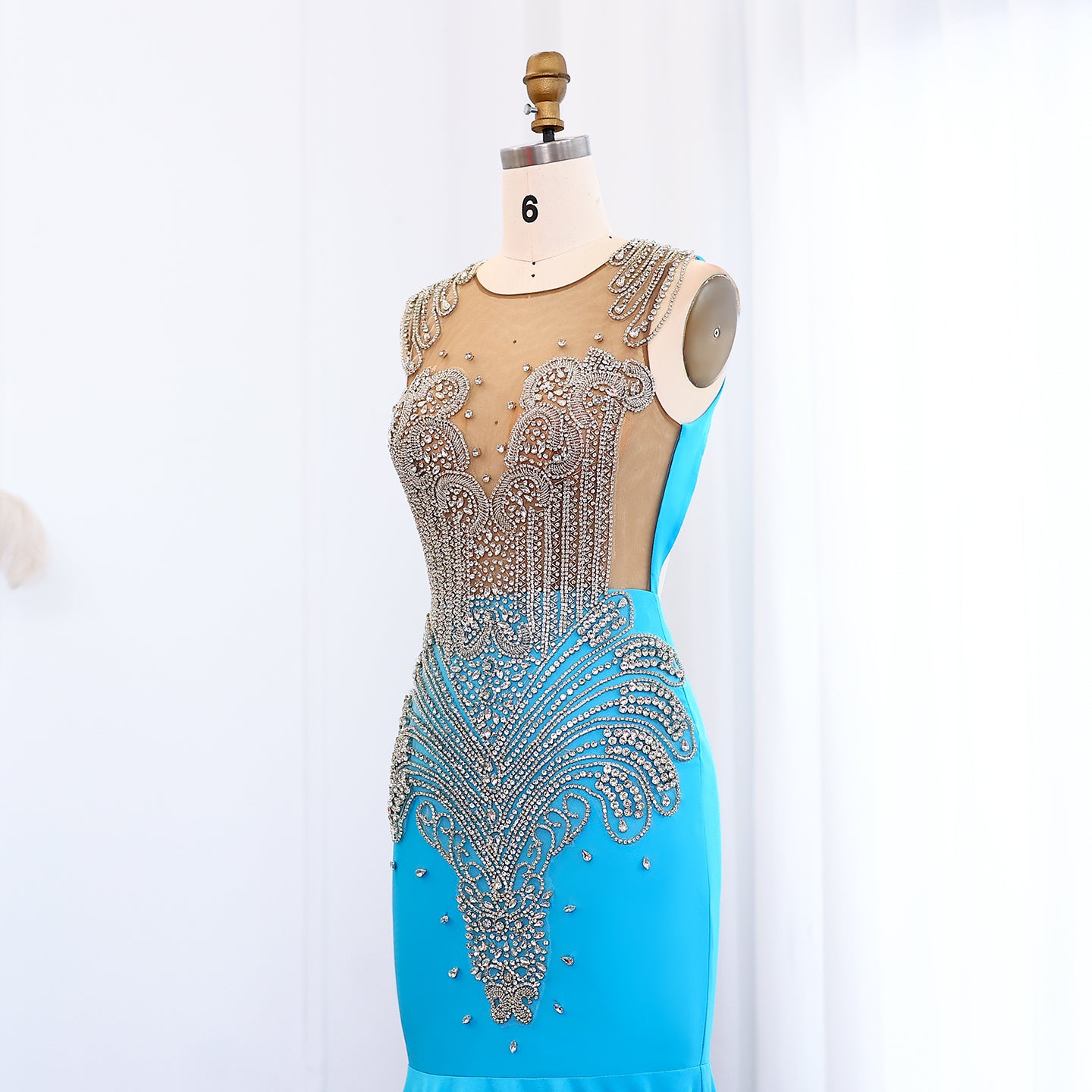 Turquoise Mermaid Prom Dresses for Black Girls Graduation Birthday Party