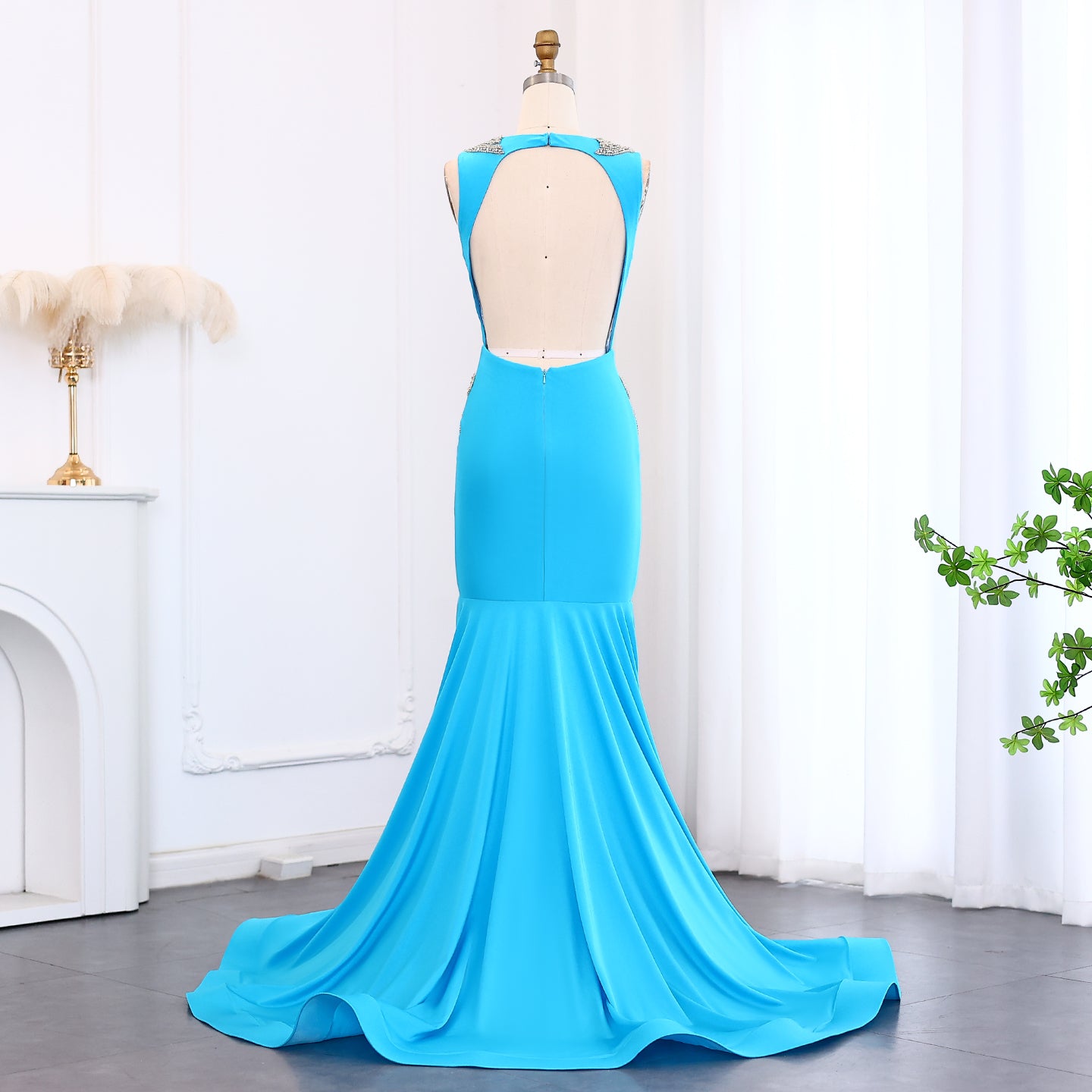 Turquoise Mermaid Prom Dresses for Black Girls Graduation Birthday Party