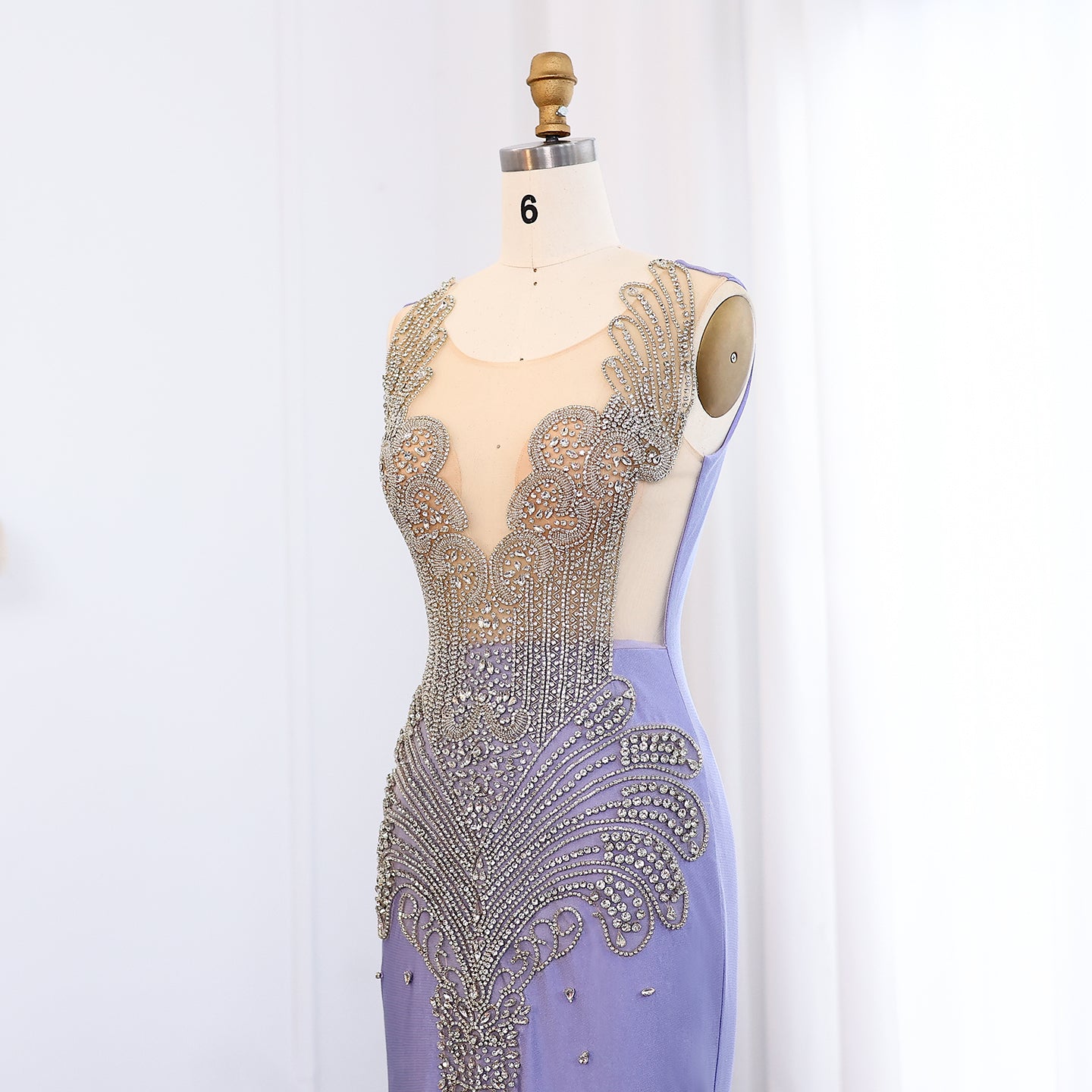 Lilac Mermaid Crystal Luxury Prom Dresses for Black Girls Graduation Party