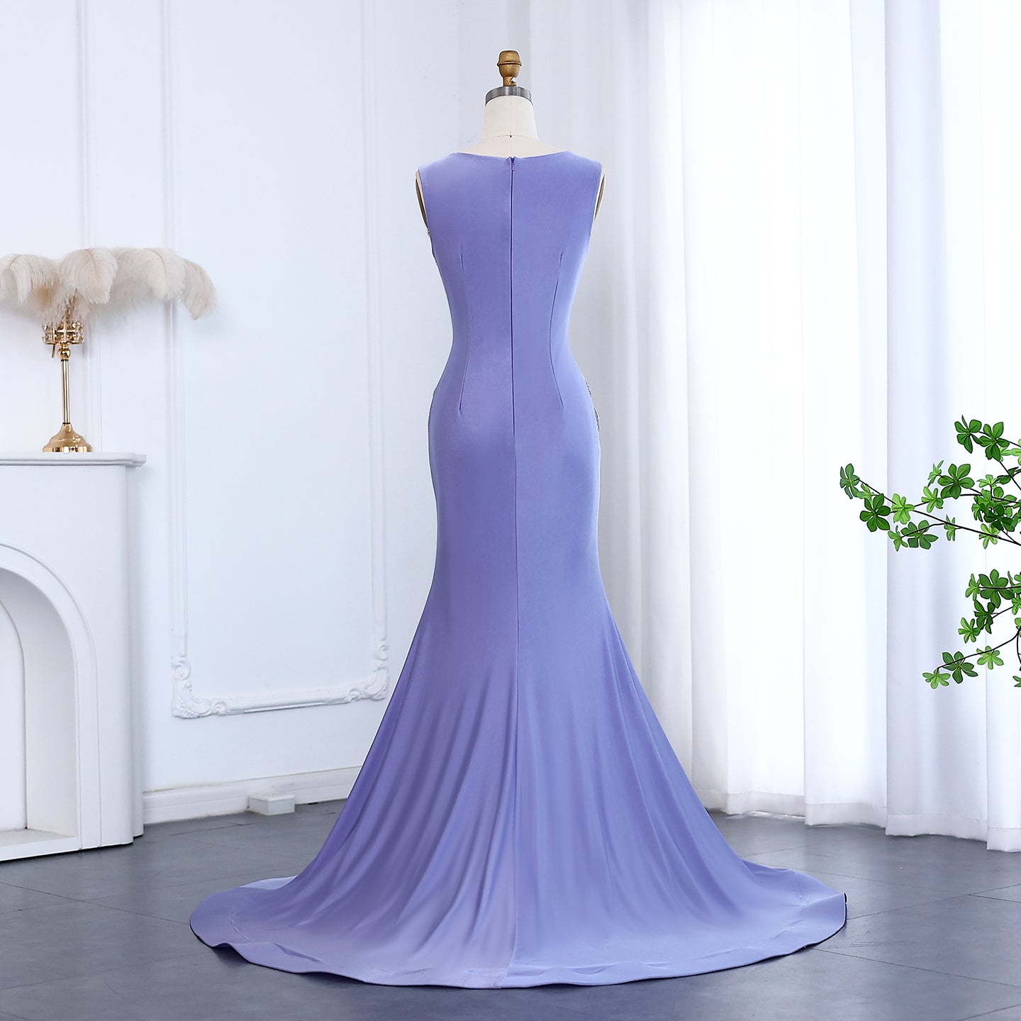 Lilac Mermaid Crystal Luxury Prom Dresses for Black Girls Graduation Party