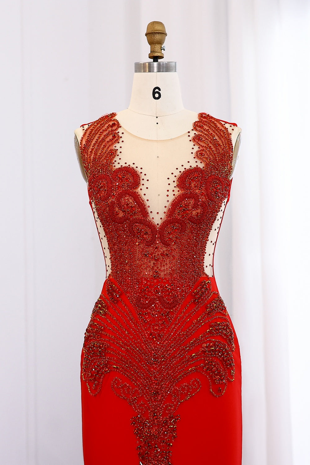 Luxury Red Mermaid Black Girls Prom Dresses for Graduation SH005 Sheer Fairy