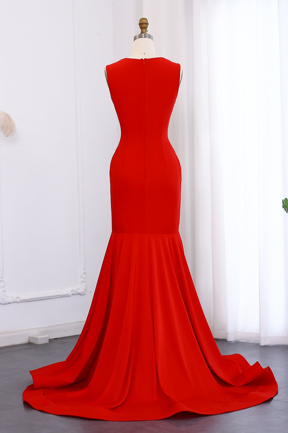Luxury Red Mermaid Black Girls Prom Dresses for Graduation SH005 Sheer Fairy